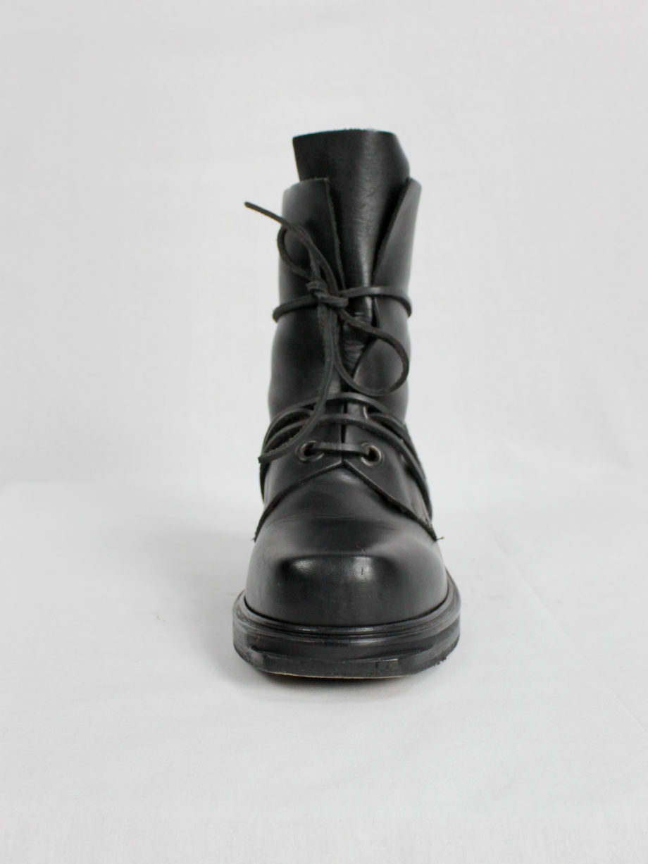 Dirk Bikkembergs black mountaineering boots with eyelets and laces through the soles 1990s 90s (2)