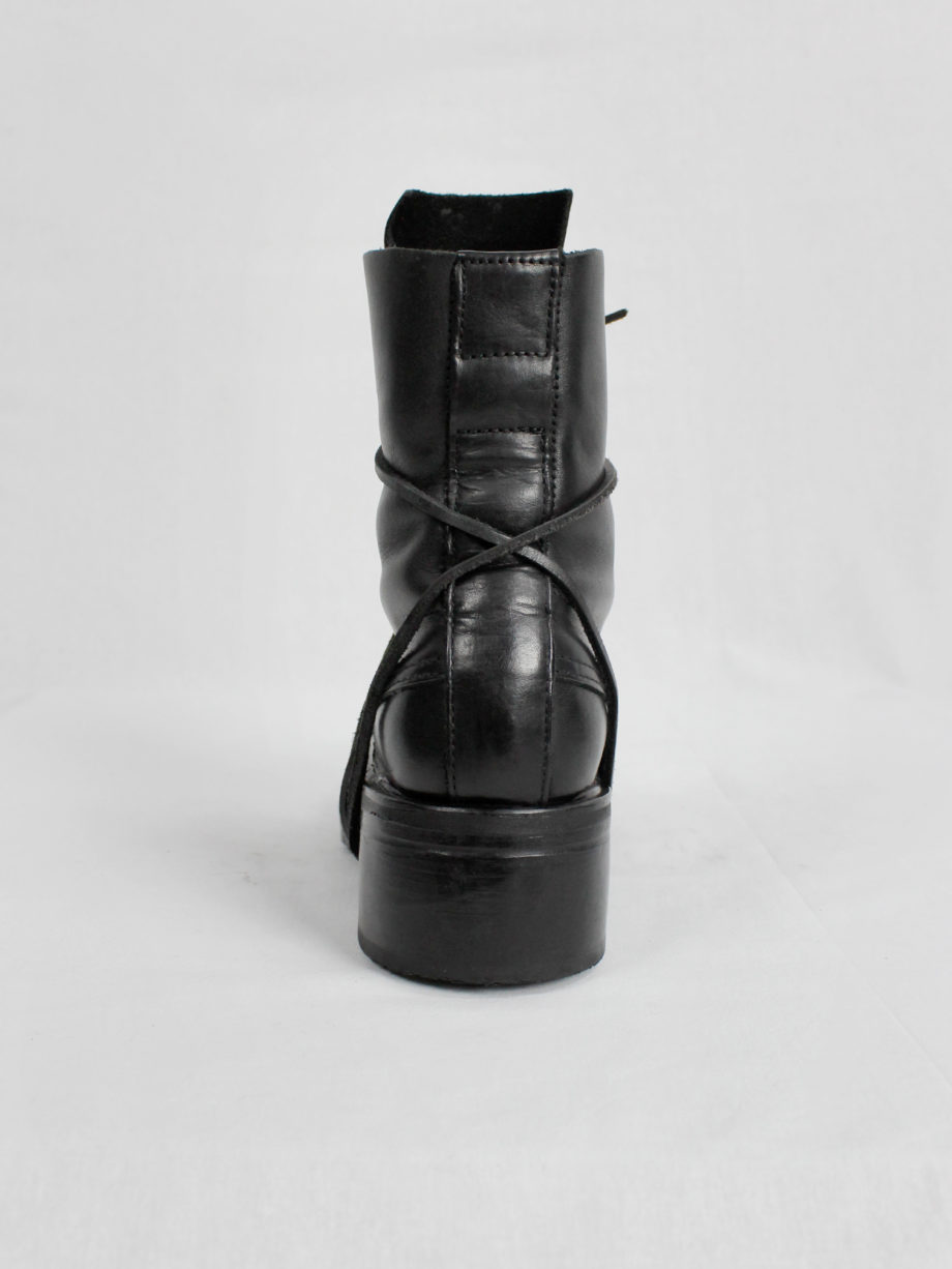 Dirk Bikkembergs black mountaineering boots with eyelets and laces through the soles 1990s 90s (6)