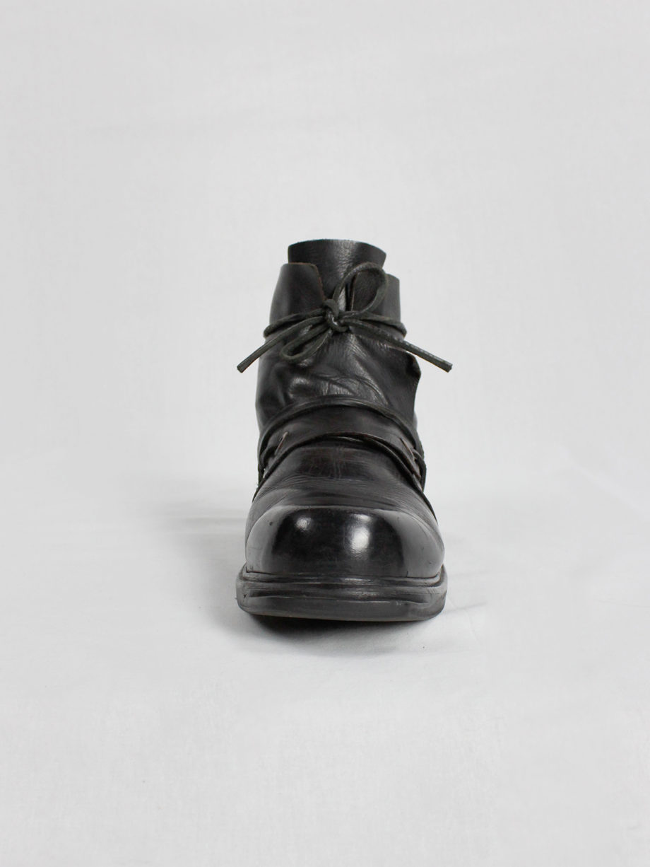 Dirk Bikkembergs black mountaineering boots with laces through the soles 1990s 90s (1)