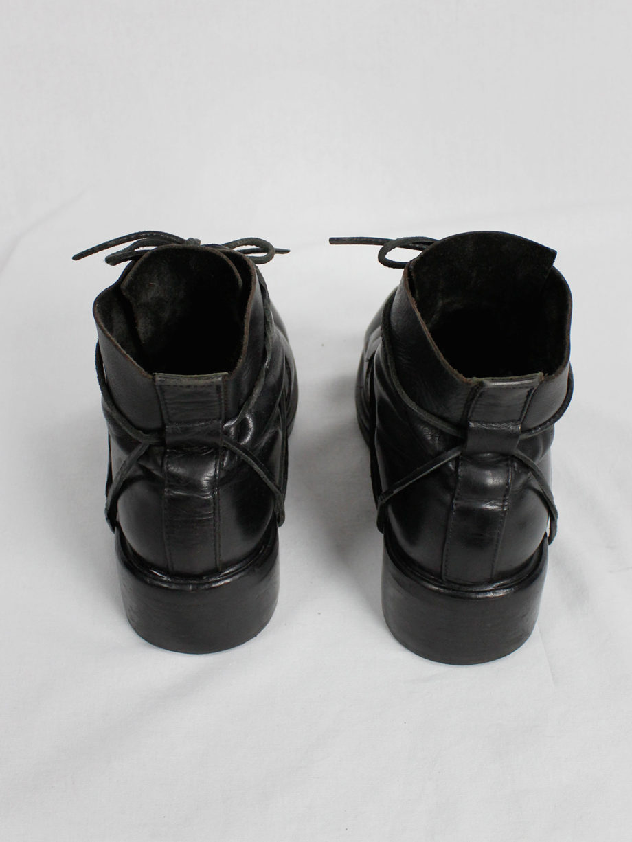 Dirk Bikkembergs black mountaineering boots with laces through the soles 1990s 90s (11)