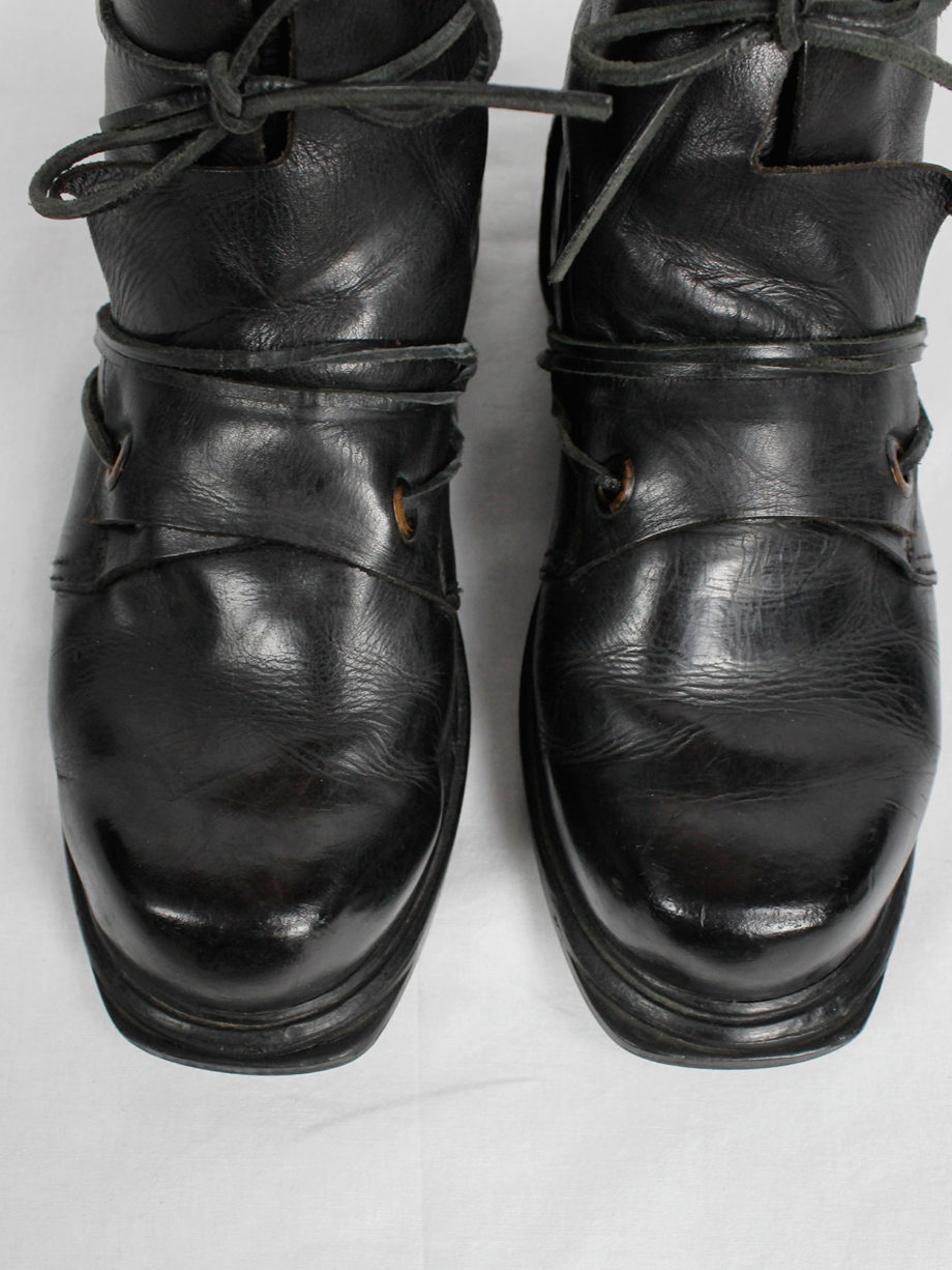 Dirk Bikkembergs black mountaineering boots with laces through the soles 1990s 90s (12)