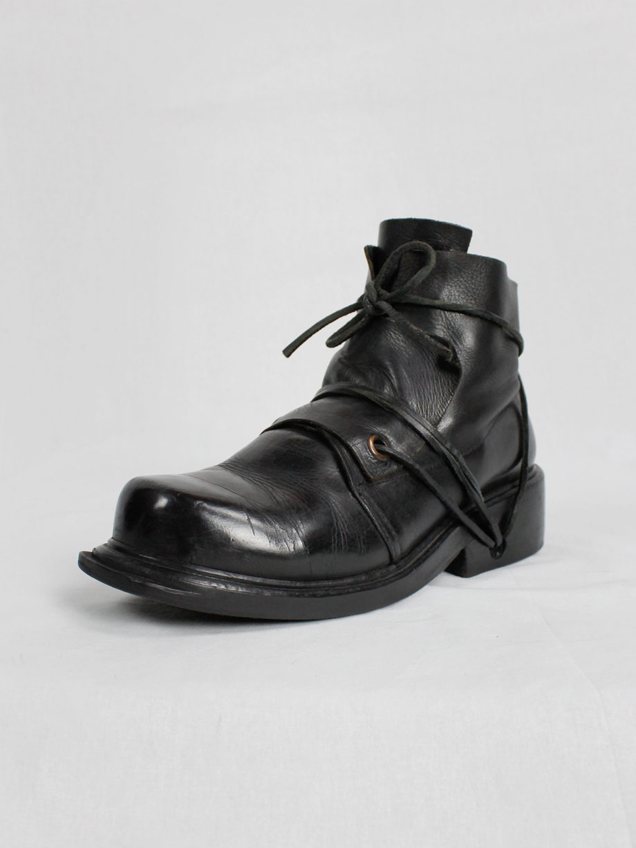 Dirk Bikkembergs black mountaineering boots with laces through the soles 1990s 90s (19)