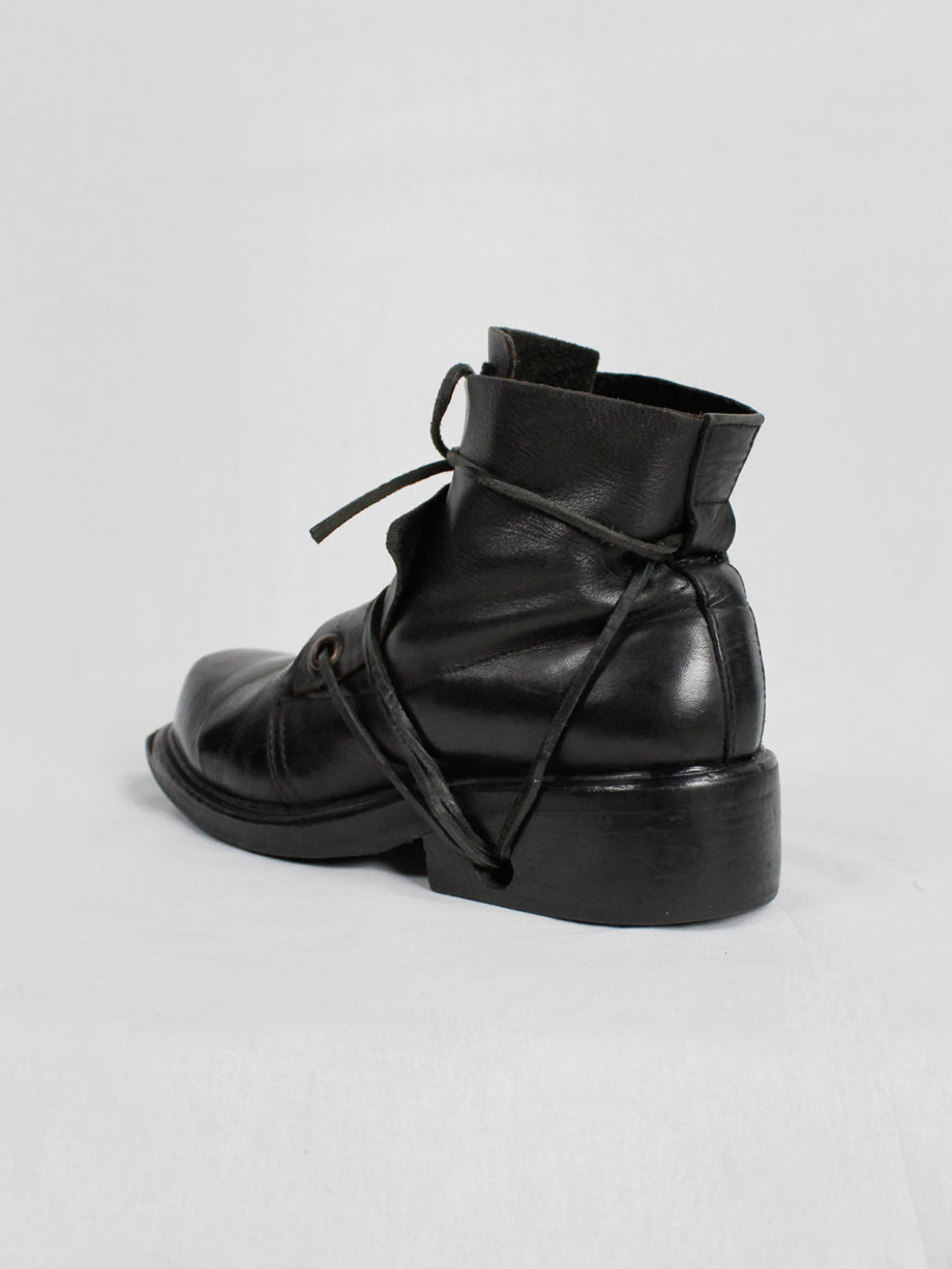 Dirk Bikkembergs black mountaineering boots with laces through the soles 1990s 90s (6)