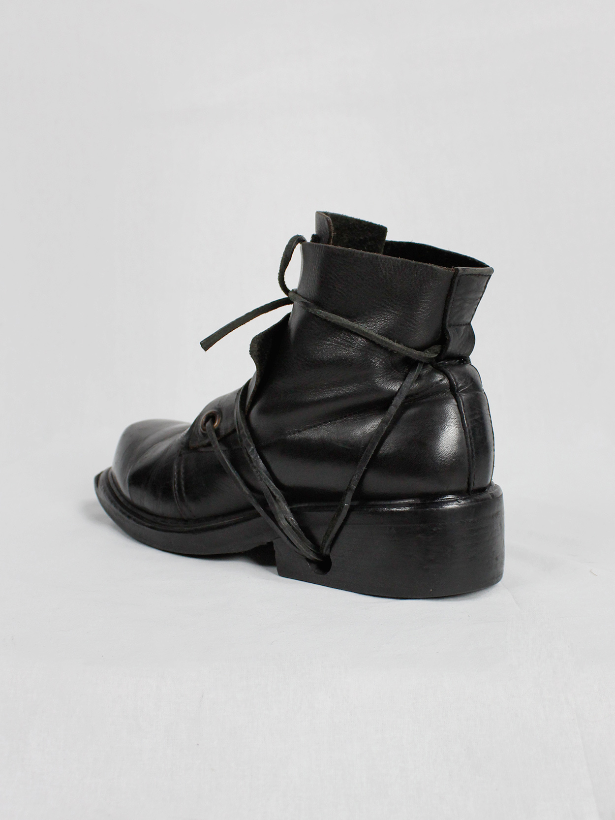 Dirk Bikkembergs black mountaineering boots with laces through the ...