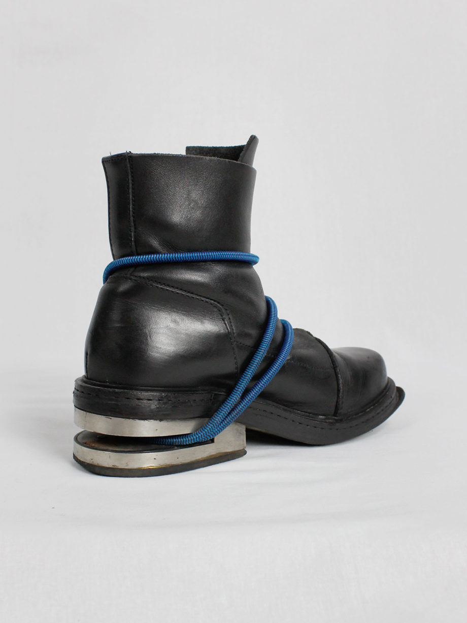 Dirk Bikkembergs black mountaineering boots with metal heel and blue elastic fall 1996 (23)