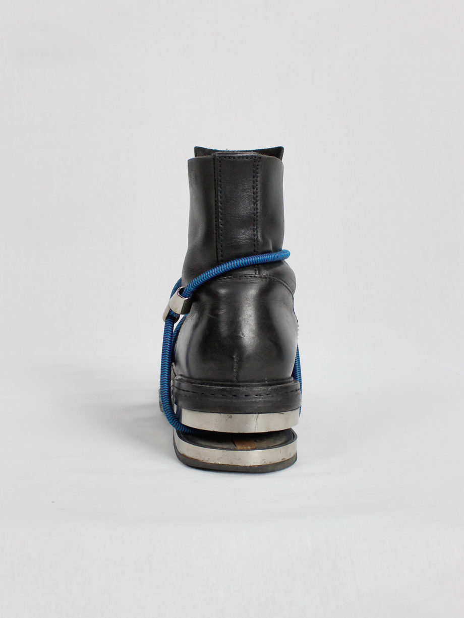 Dirk Bikkembergs black mountaineering boots with metal heel and blue elastic fall 1996 (24)