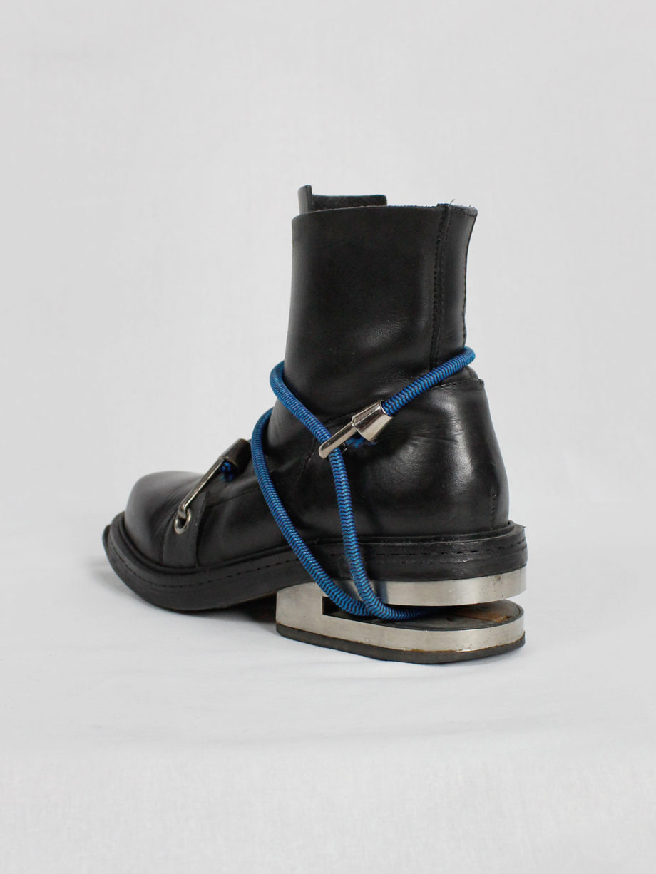 Dirk Bikkembergs black mountaineering boots with metal heel and blue elastic fall 1996 (25)