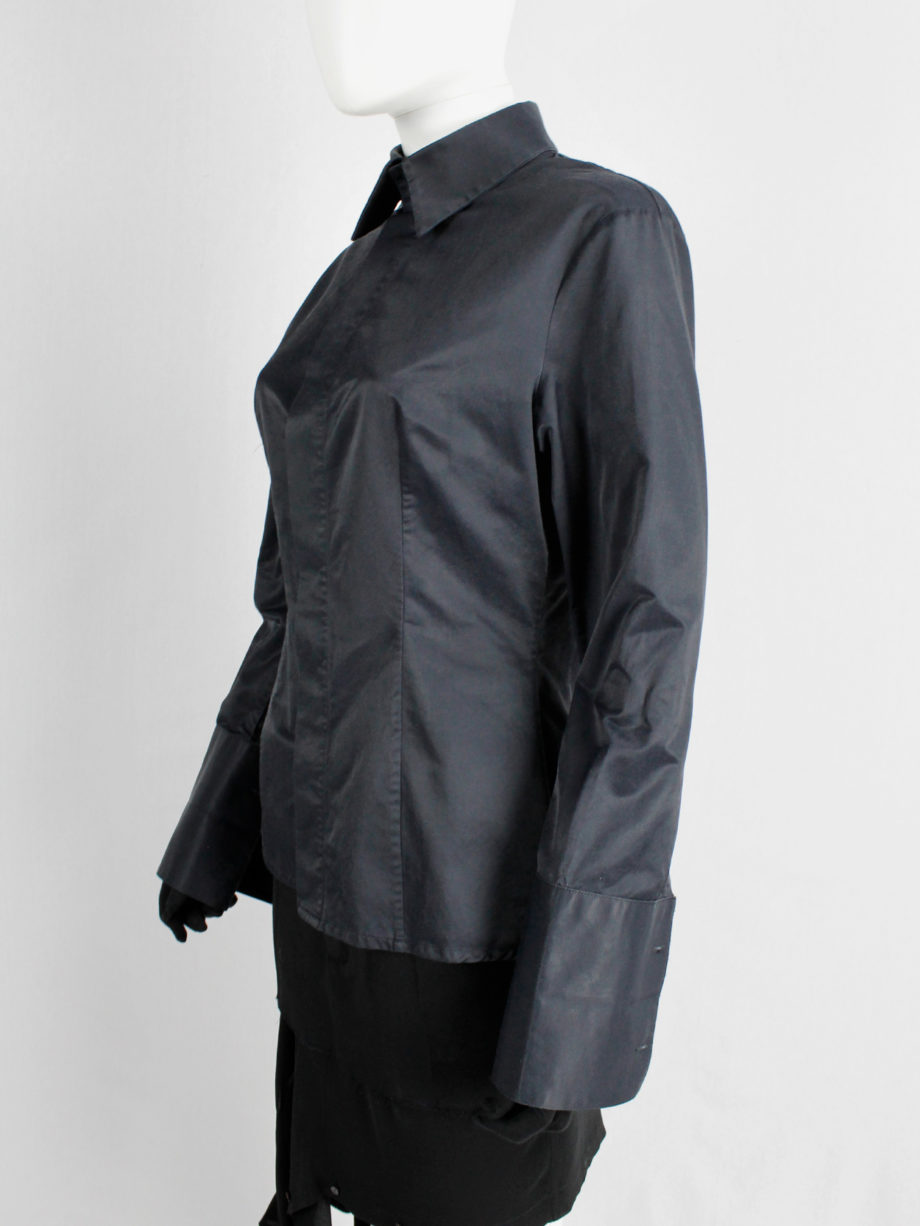 Dirk Bikkembergs black tailored shirt with wide hips and extra long cuffs circa 2003 (4)