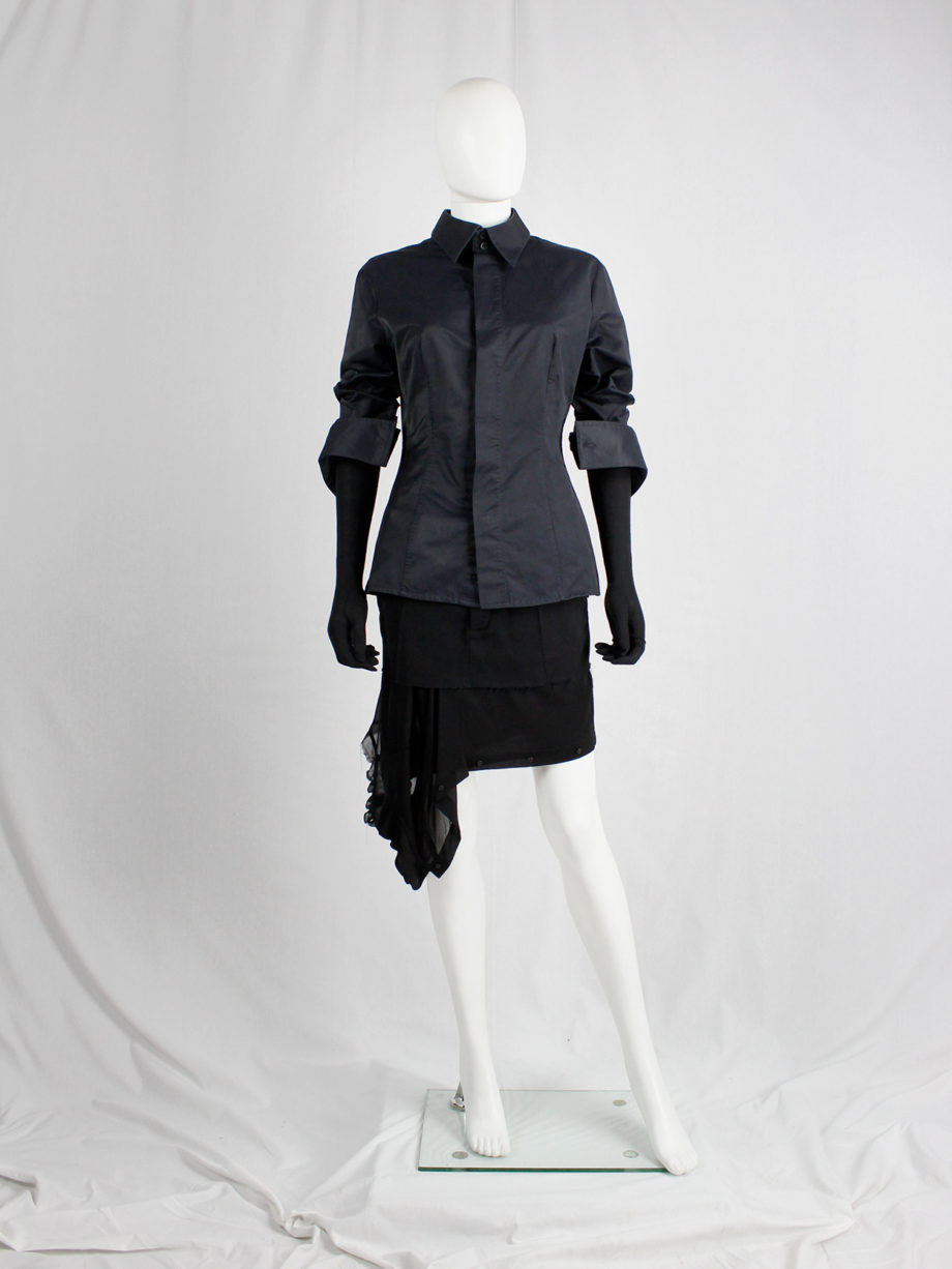 Dirk Bikkembergs black tailored shirt with wide hips and extra long cuffs circa 2003 (8)
