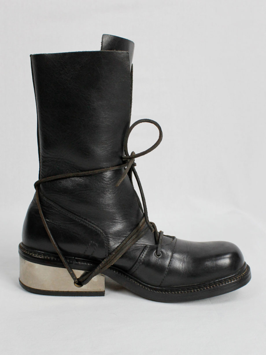 Dirk Bikkembergs black tall boots with laces through the metal heel late 90’s (11)