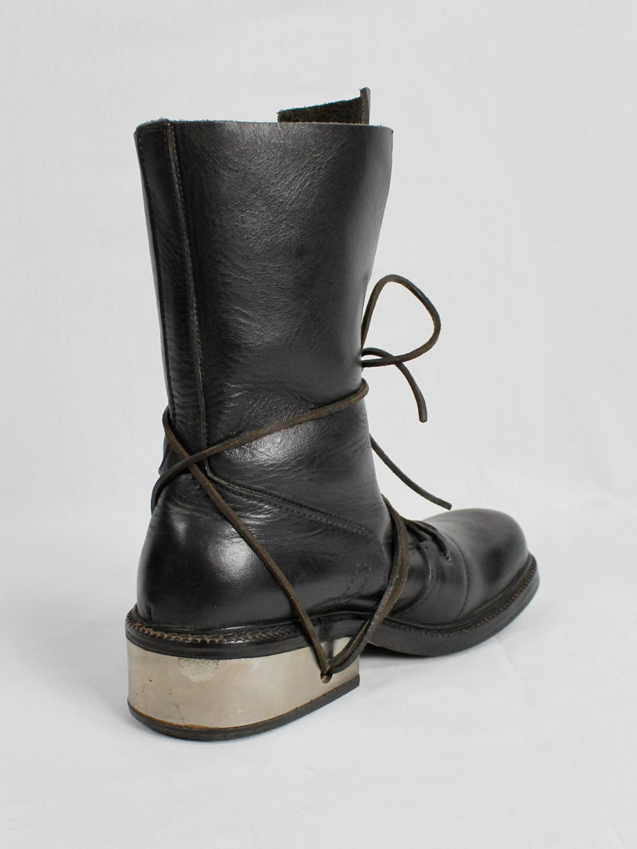 Dirk Bikkembergs black tall boots with laces through the metal heel late 90’s (12)