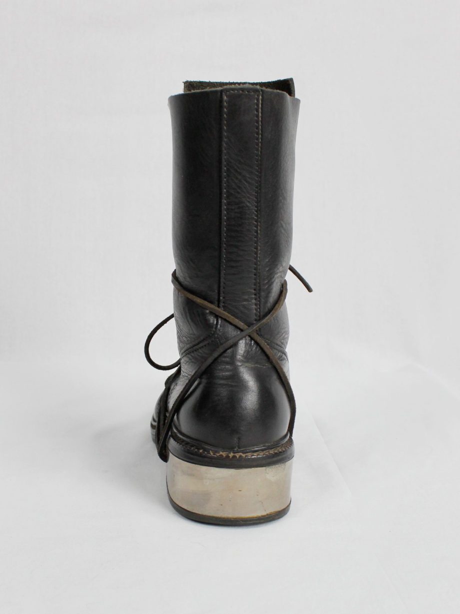 Dirk Bikkembergs black tall boots with laces through the metal heel late 90’s (13)