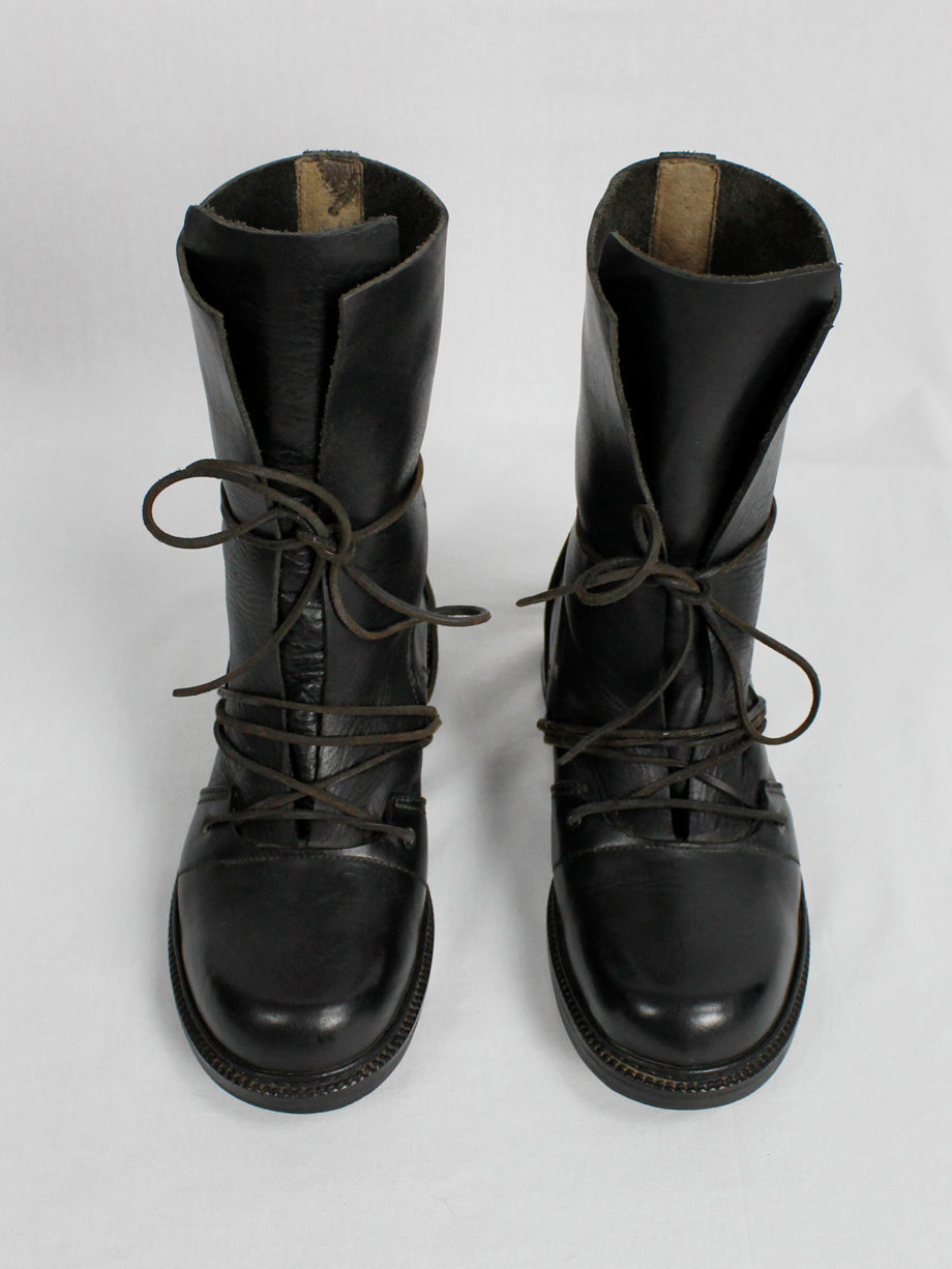 Dirk Bikkembergs black tall boots with laces through the metal heel late 90’s (18)