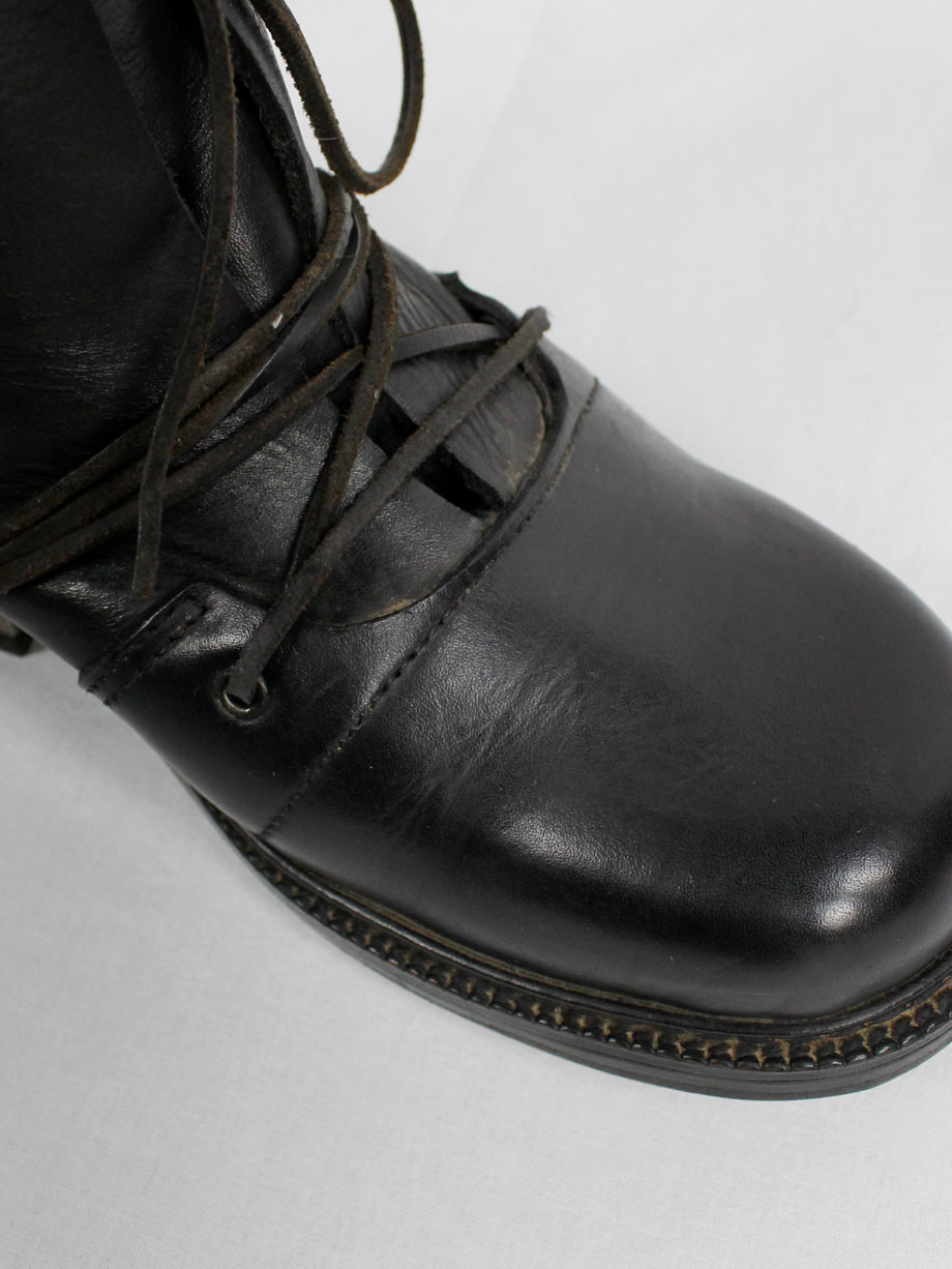 Dirk Bikkembergs black tall boots with laces through the metal heel late 90’s (3)