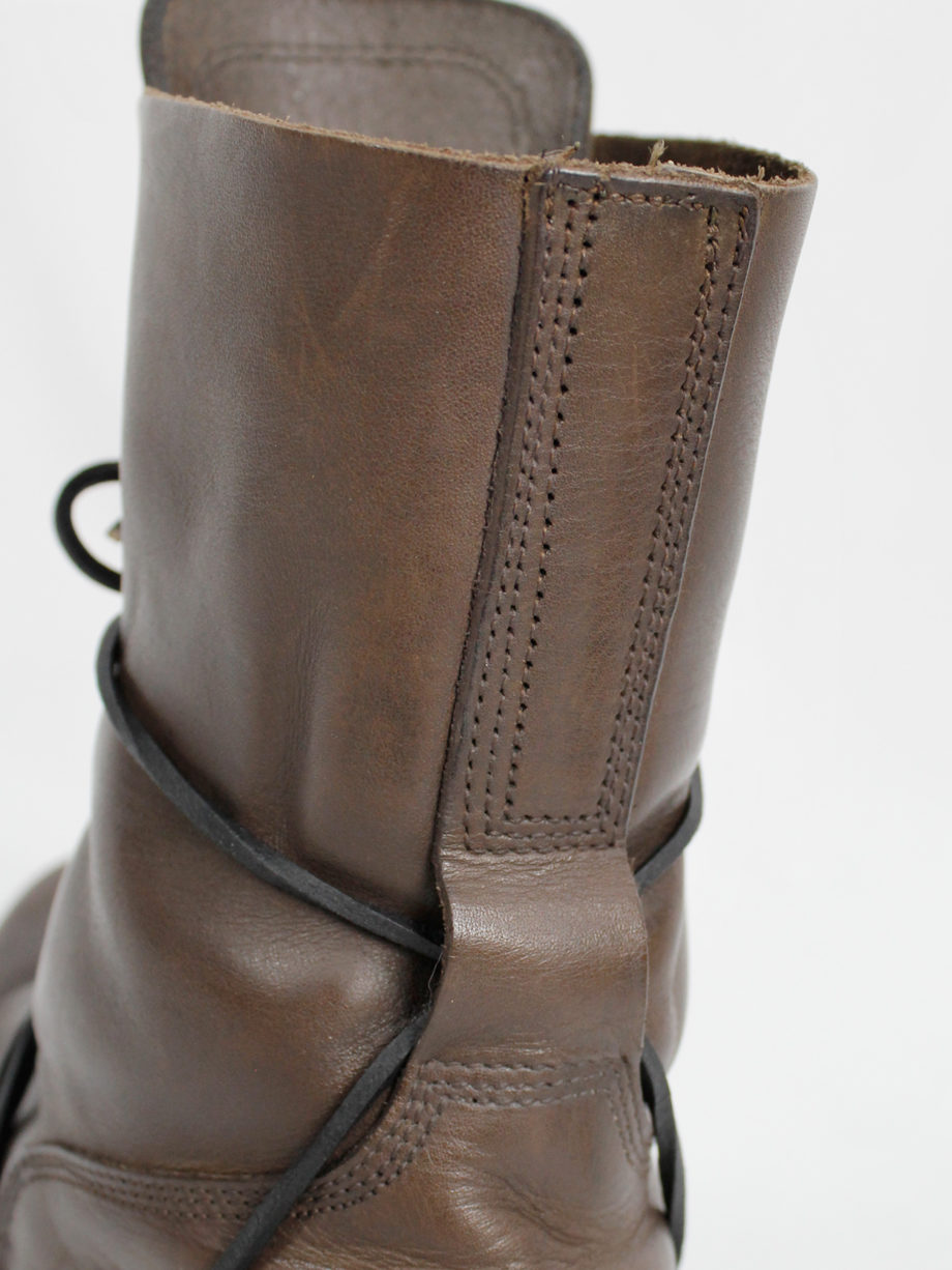 Dirk Bikkembergs brown tall boots with laces through the soles 1990s 90s (13)