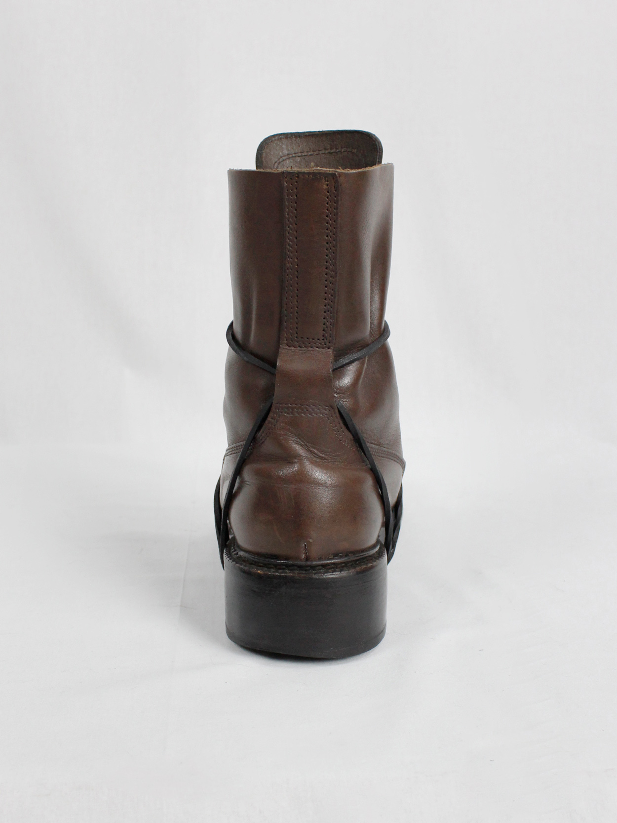 Dirk Bikkembergs brown tall boots with laces through the soles 1990s 90s (2)