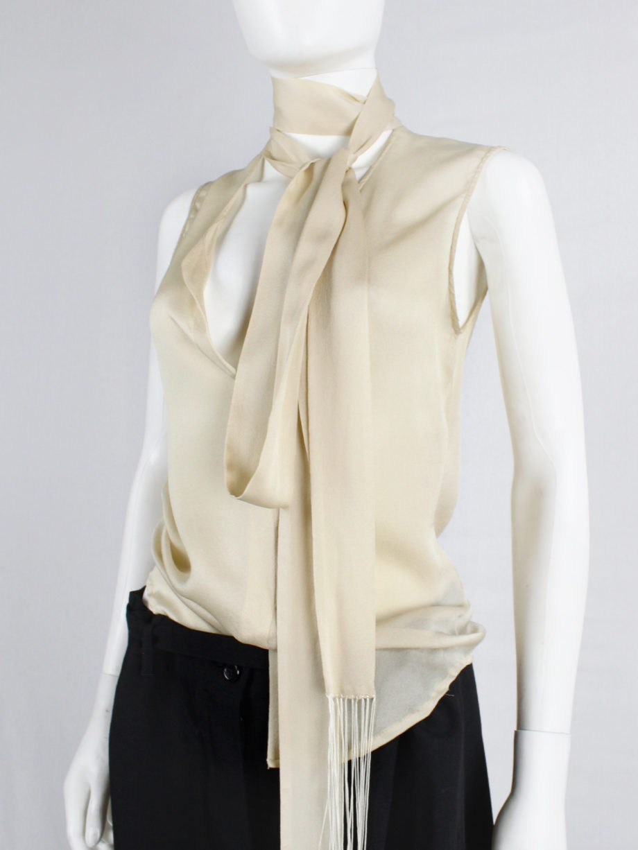Haider Ackermann pastel yellow blouse with neckties with long fringes (12)