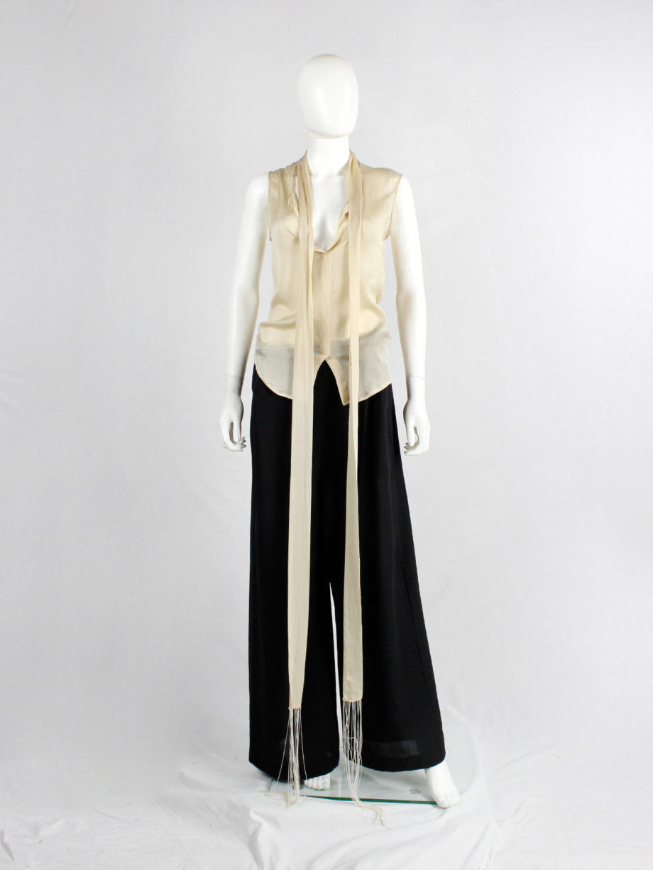Haider Ackermann pastel yellow blouse with neckties with long fringes (7)