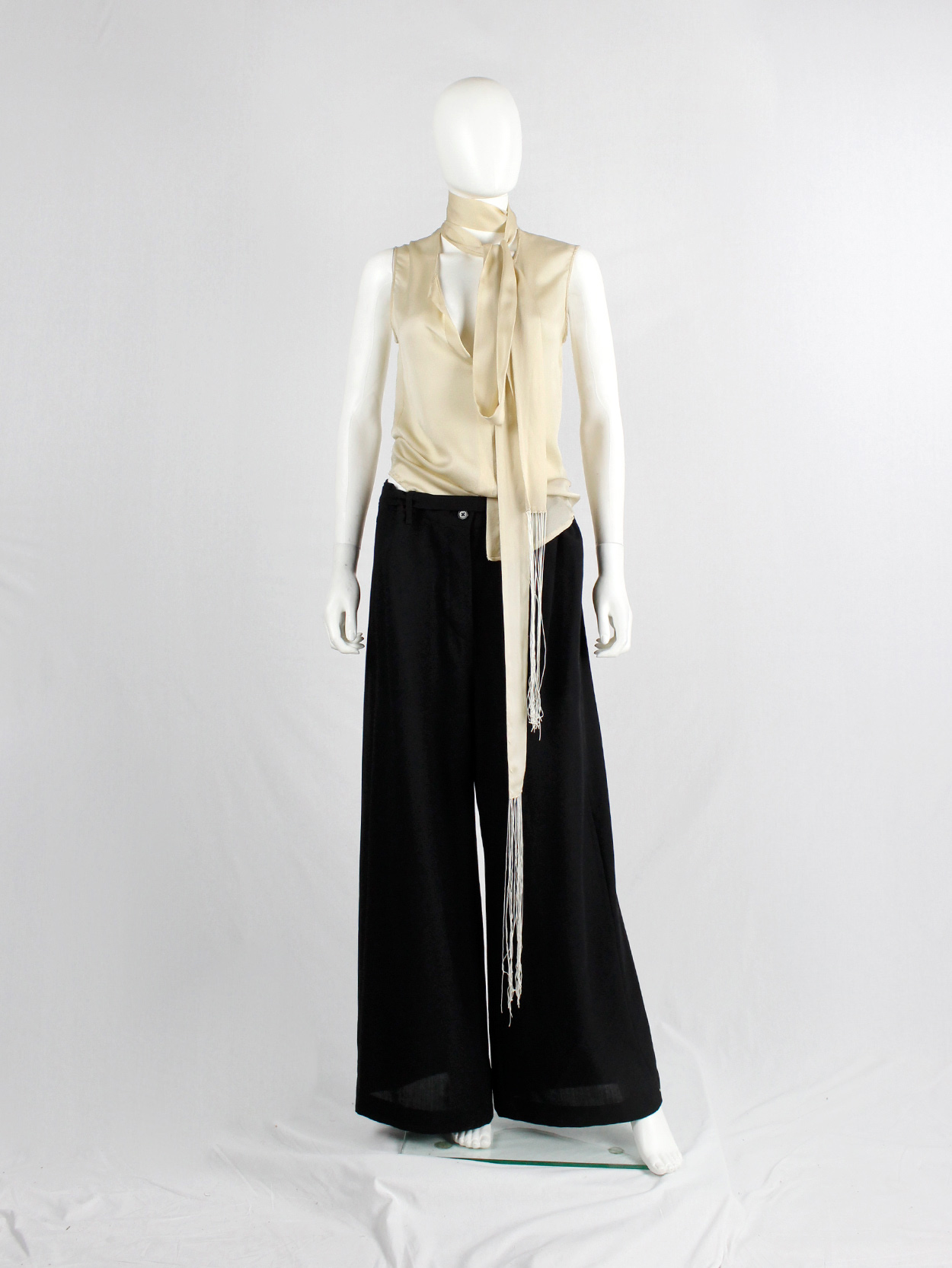 Haider Ackermann pastel yellow blouse with neckties with long fringes (8)