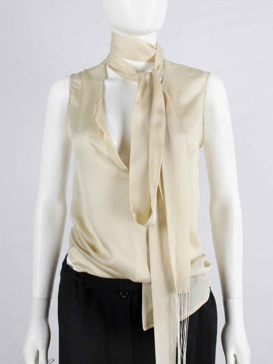 Haider Ackermann pastel yellow blouse with neckties with long fringes (9)