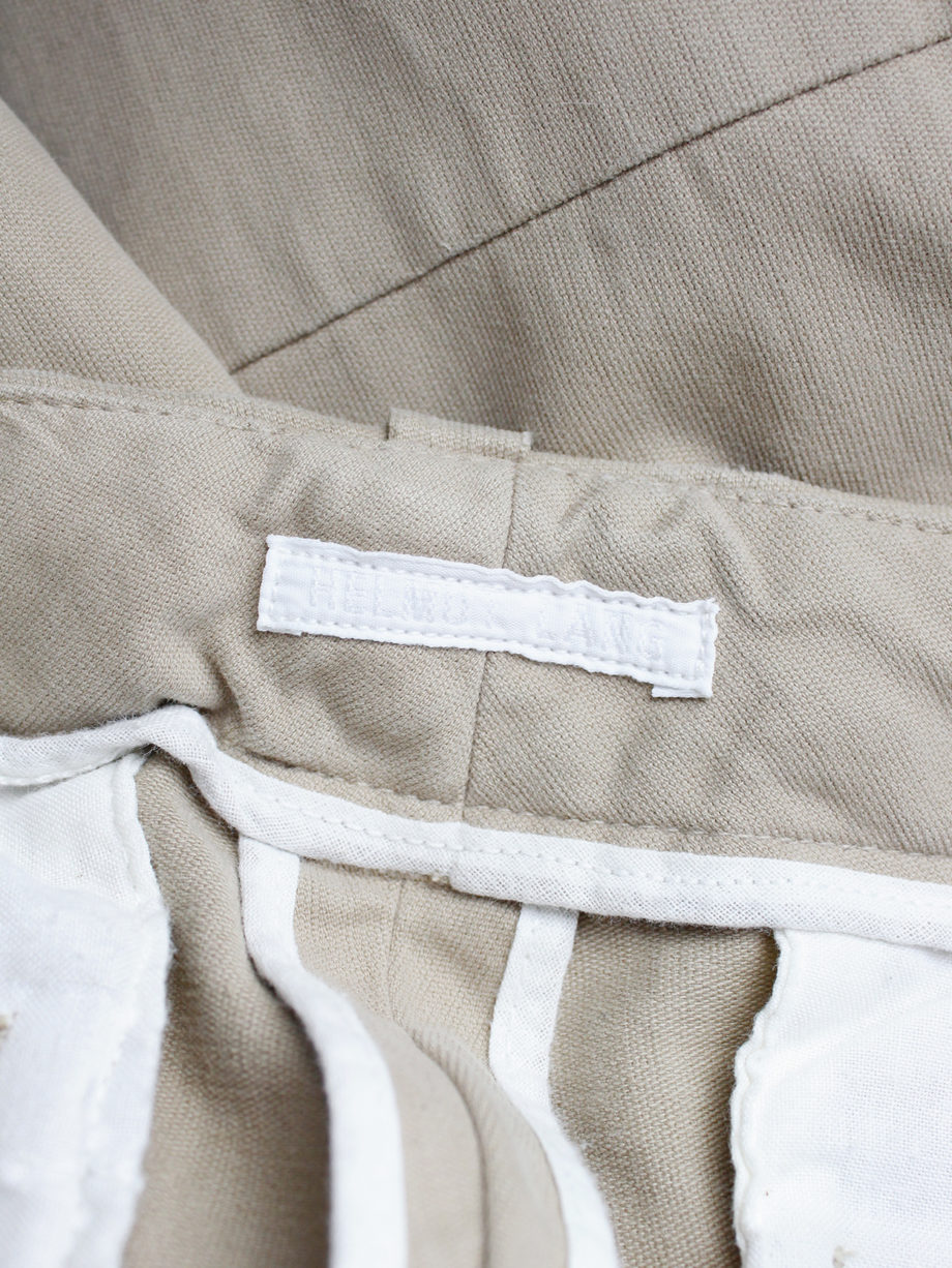 Helmut Lang beige trousers with elastic bands at the knees 1990s 90s (17)
