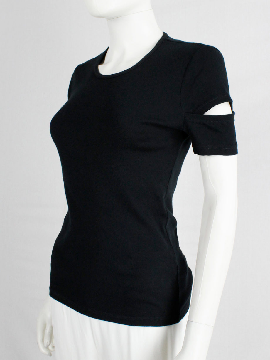 Helmut Lang black t-shirt with open slits at the sleeves 1998 (16)