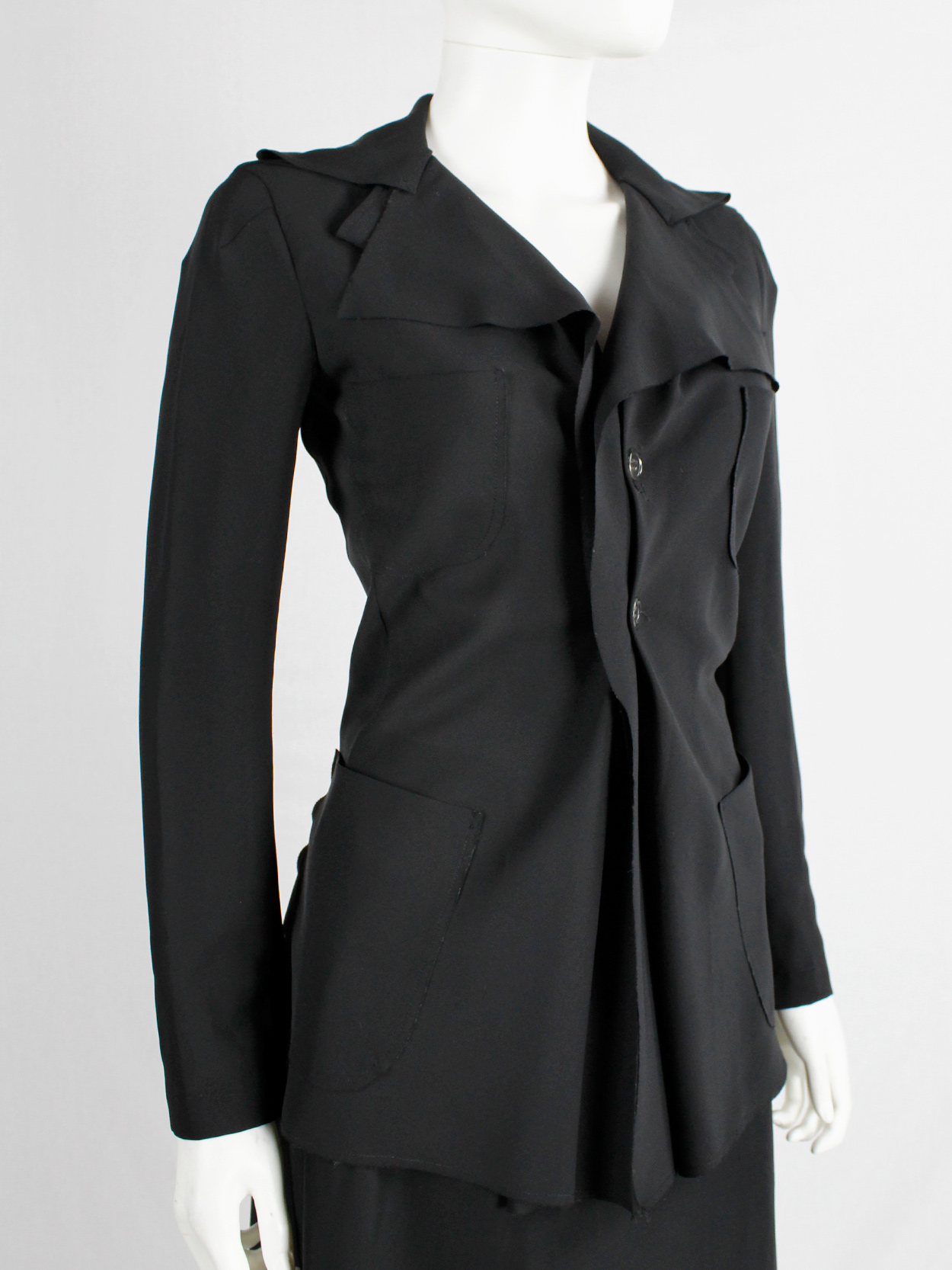 Junya Watanabe black lightweight blazer with folded front spring 2004 (13)