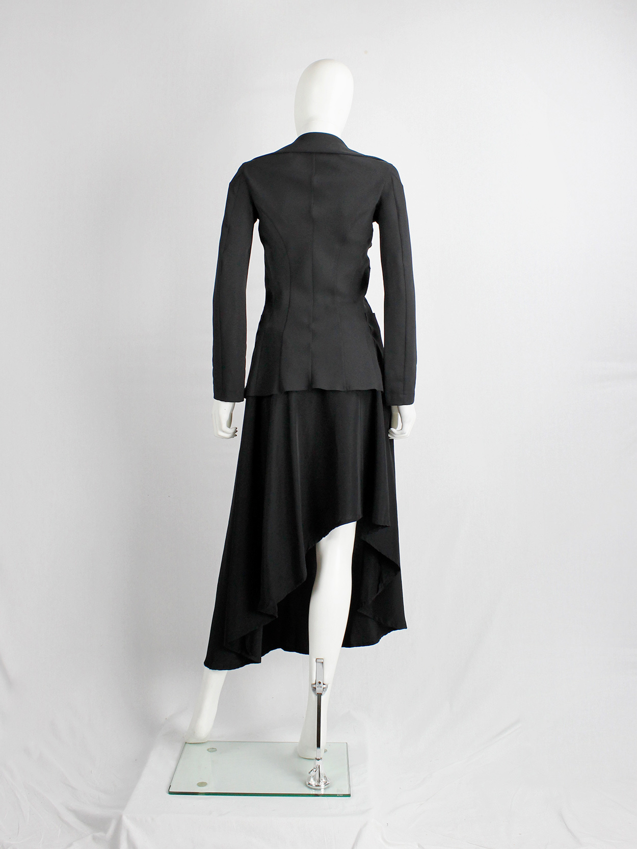 Junya Watanabe black lightweight blazer with folded front — spring 2004 ...