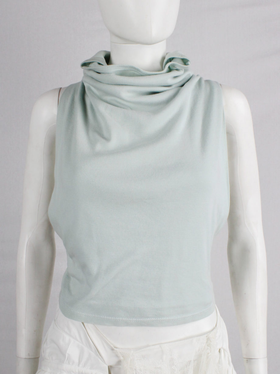 Maison Martin Margiela artisanal mint green top made of a jumper with twisted sleeves 2004 (4)