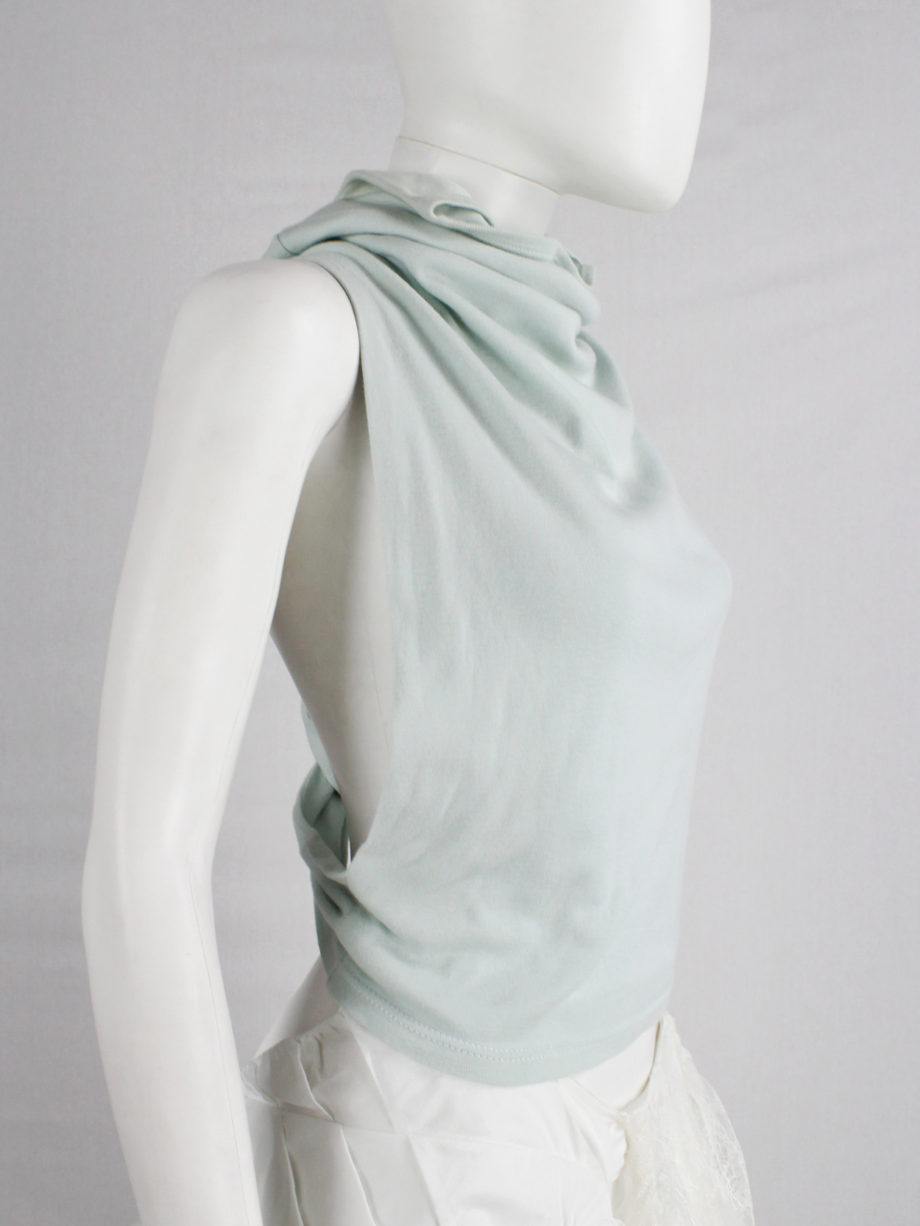 Maison Martin Margiela artisanal mint green top made of a jumper with twisted sleeves 2004 (6)