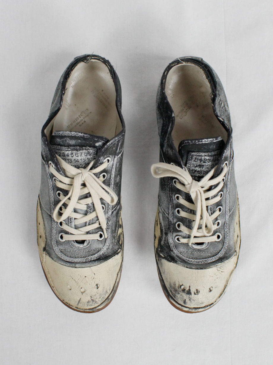 Maison Martin Margiela black and blue canvas sneakers painted in white fall 2006 (13)