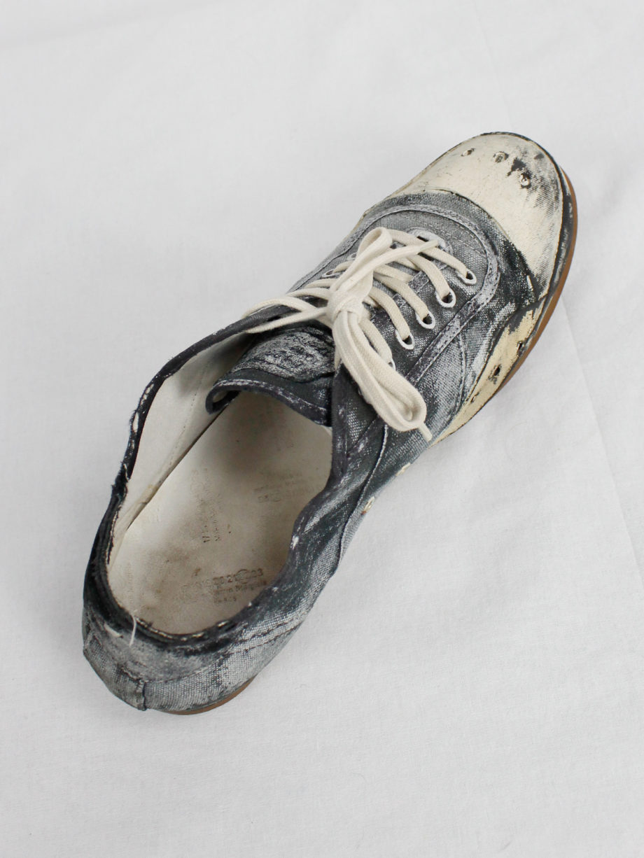 Maison Martin Margiela black and blue canvas sneakers painted in white fall 2006 (18)