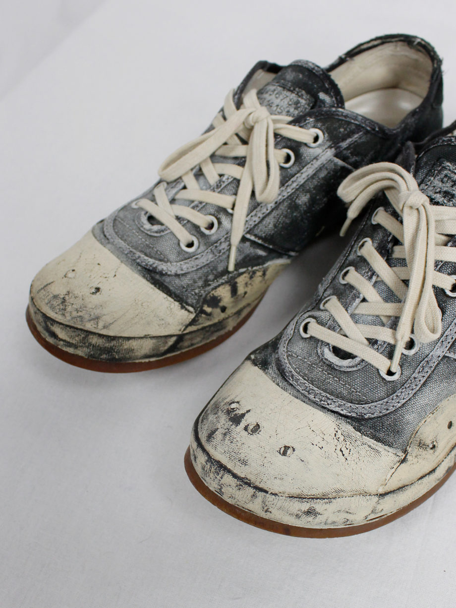 Maison Martin Margiela black and blue canvas sneakers painted in white fall 2006 (19)