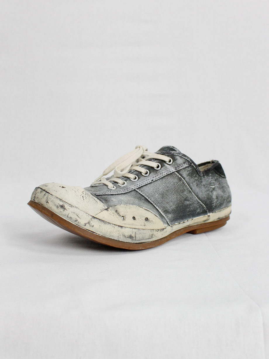 Maison Martin Margiela black and blue canvas sneakers painted in white fall 2006 (3)