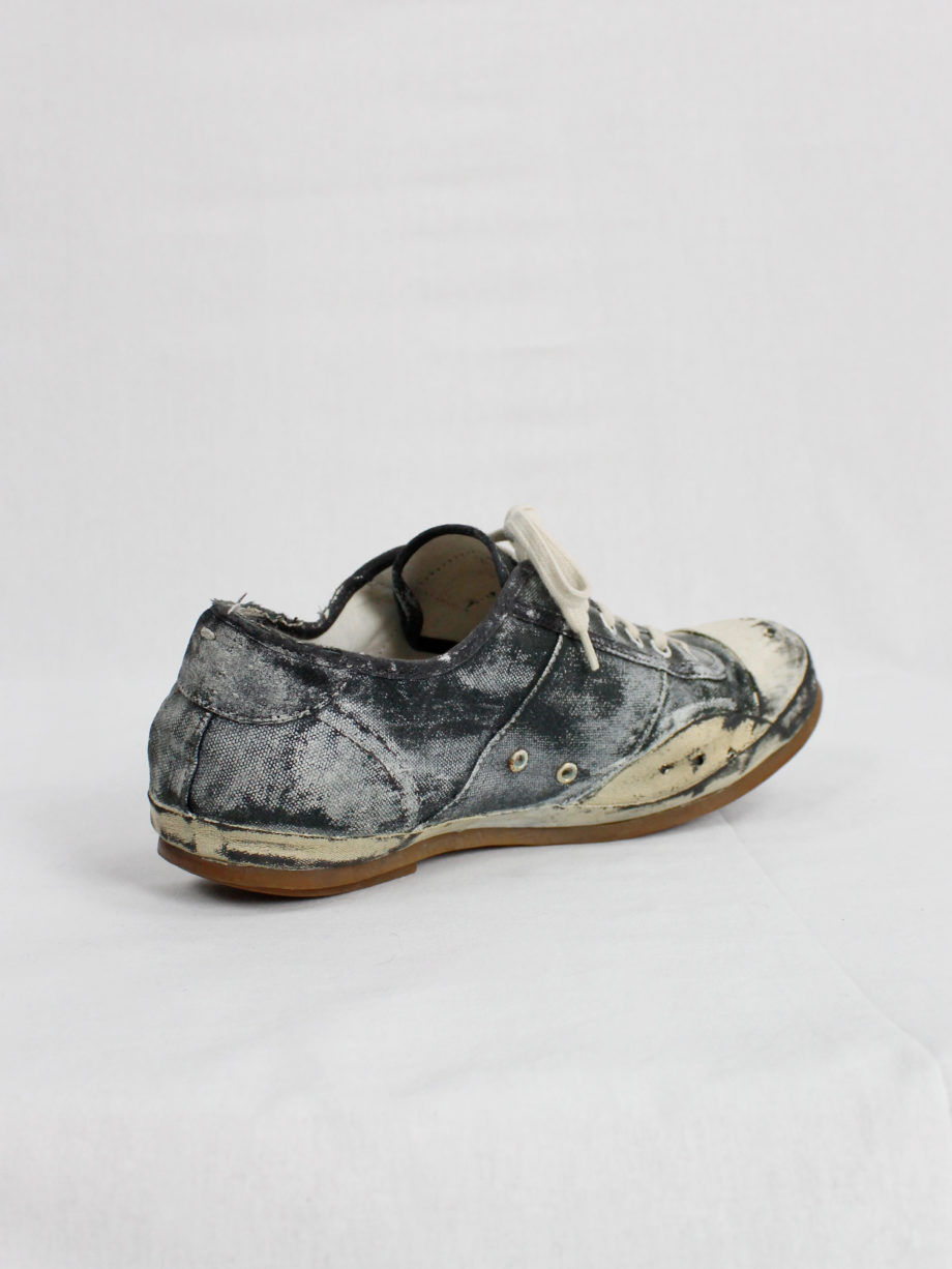 Maison Martin Margiela black and blue canvas sneakers painted in white fall 2006 (7)