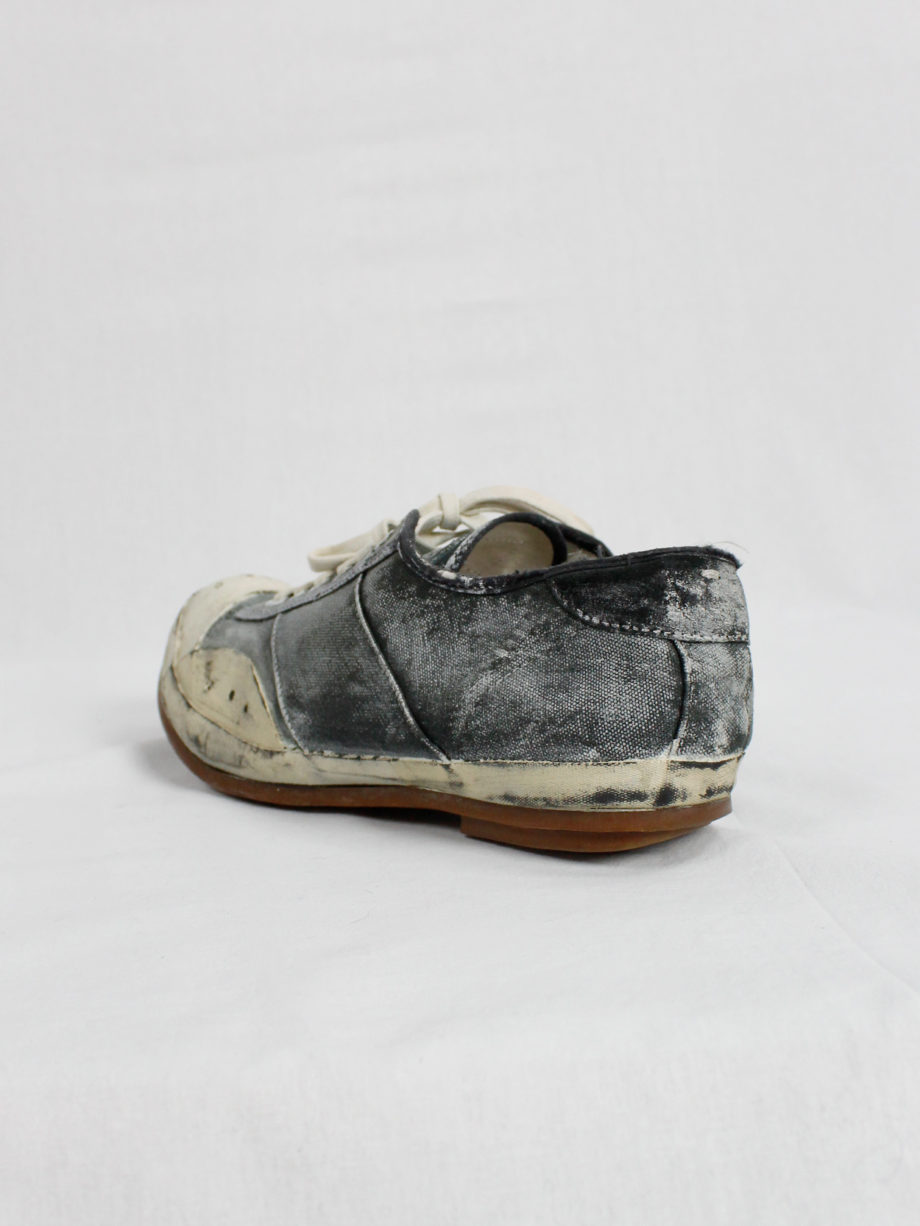 Maison Martin Margiela black and blue canvas sneakers painted in white fall 2006 (9)