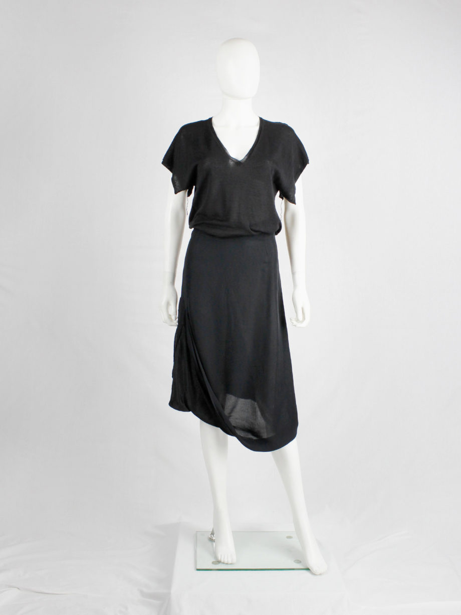 Maison Martin Margiela black partly lifted skirt with exposed lining spring 2003 (14)