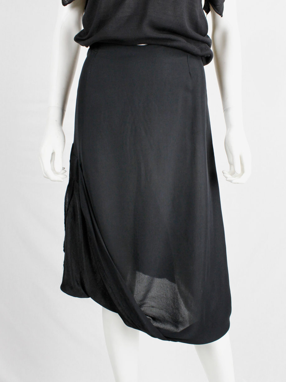 Maison Martin Margiela black partly lifted skirt with exposed lining spring 2003 (9)