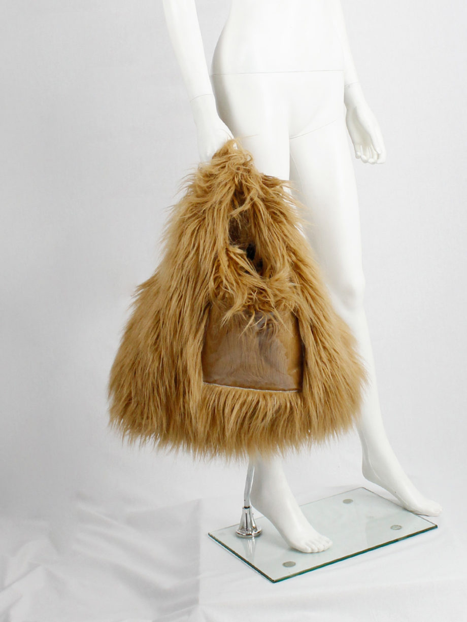 Margiela MM6 orange faux fur yeti shopper with clear outer pocket fall 2016 (9)