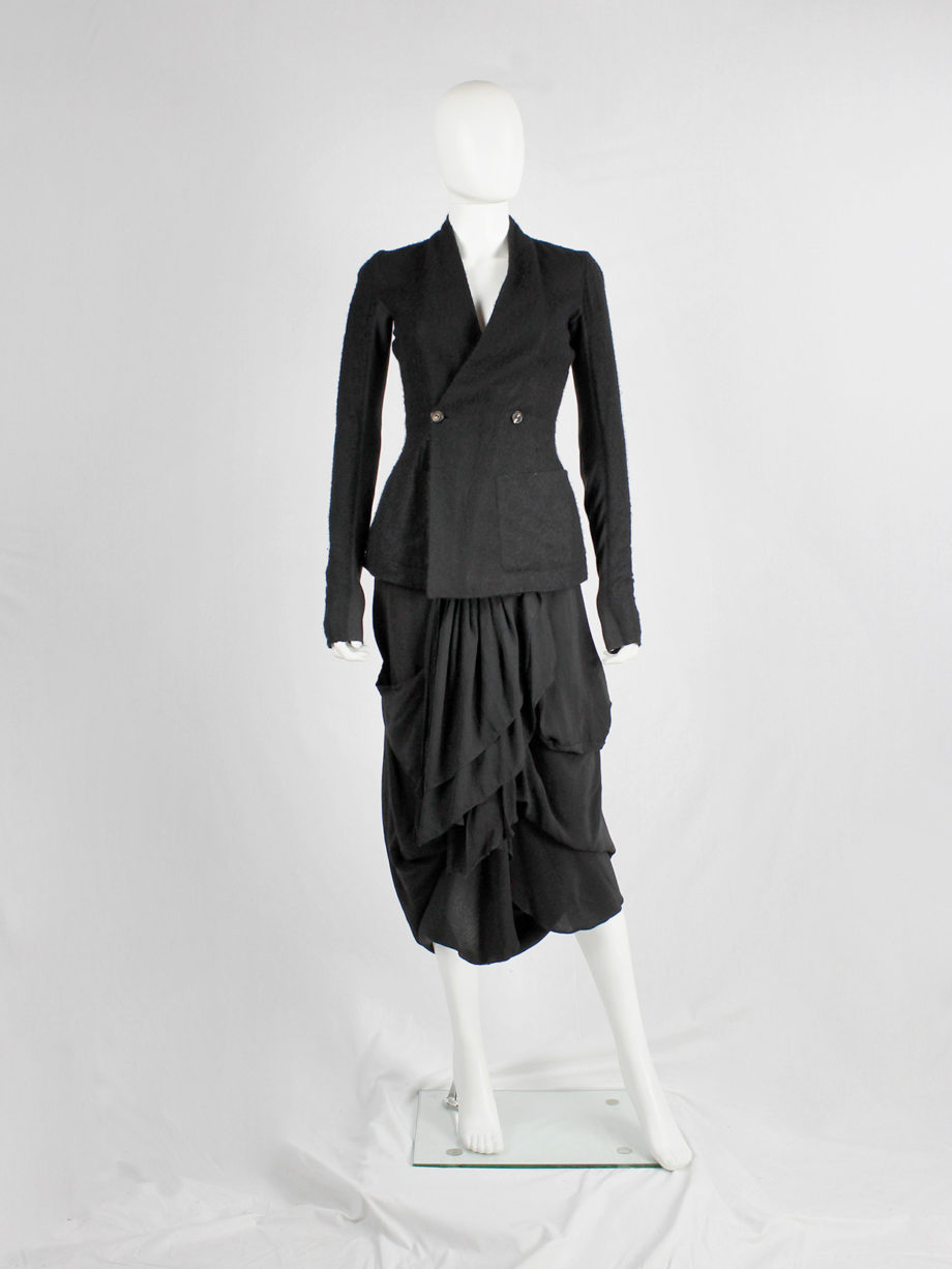 Rick Owens CREATCH black gathered skirt with draped layers spring 2008 (11)