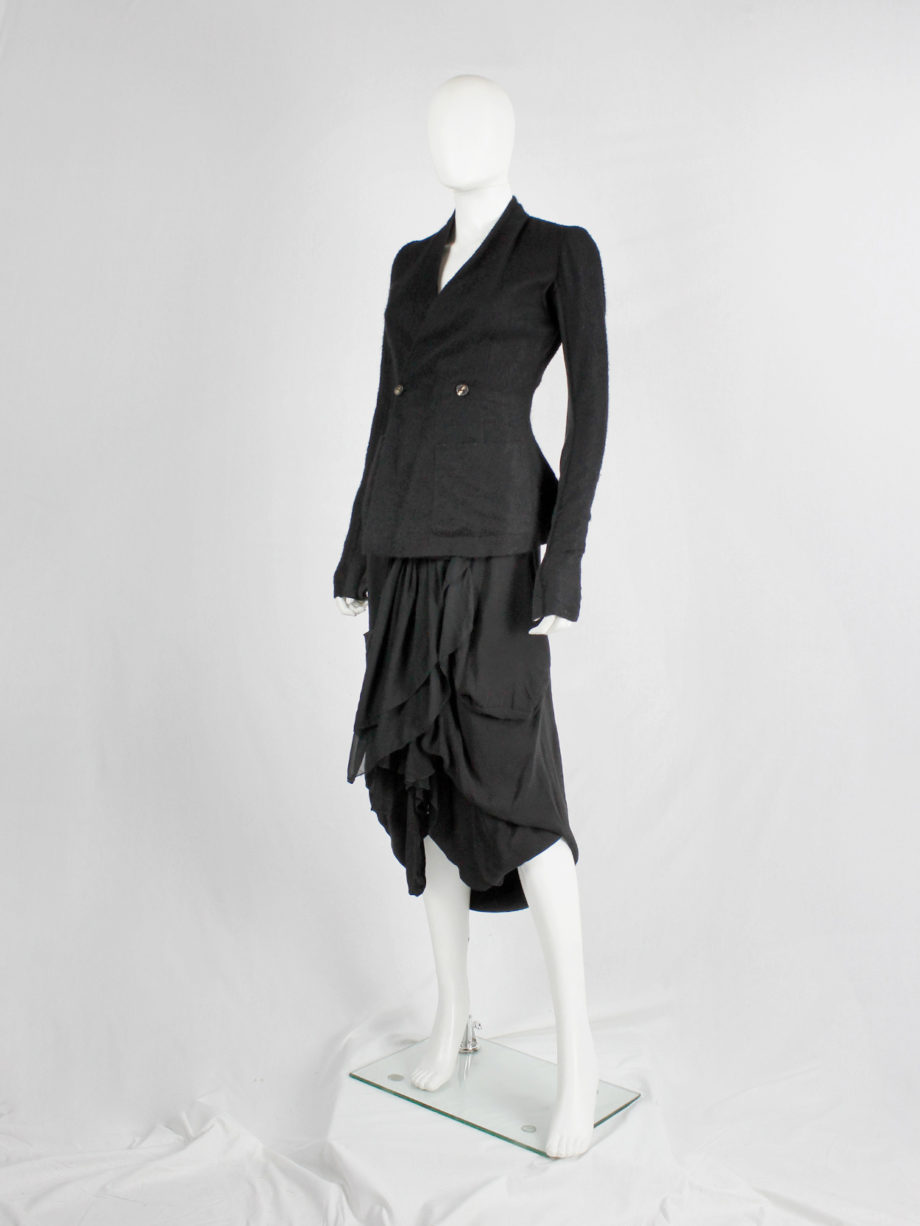 Rick Owens CREATCH black gathered skirt with draped layers spring 2008 (12)