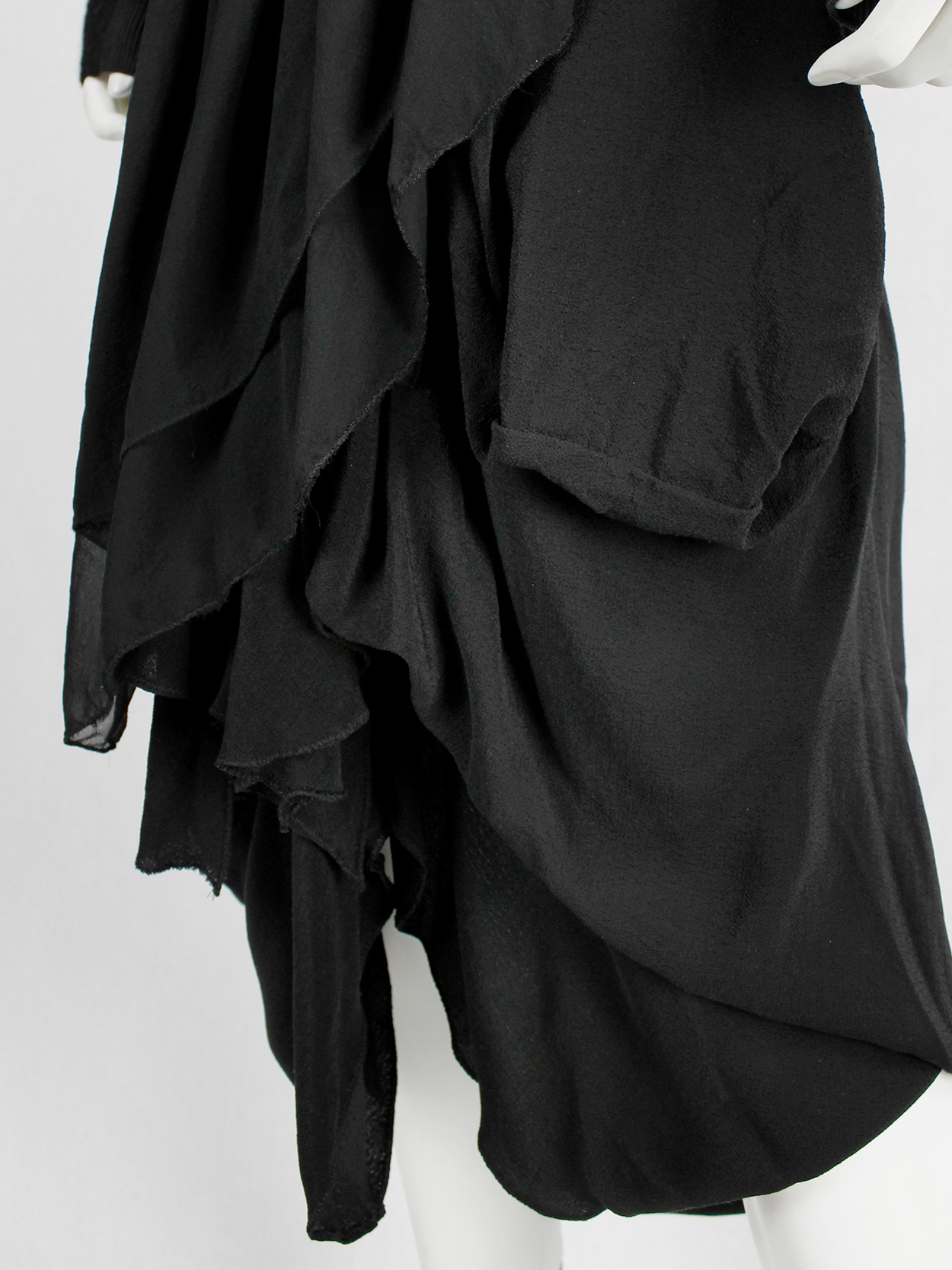 Rick Owens CREATCH black gathered skirt with draped layers — spring ...