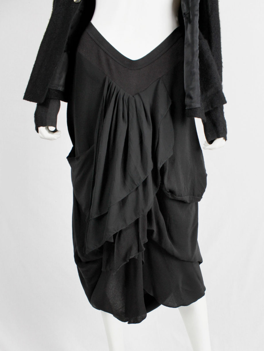 Rick Owens CREATCH black gathered skirt with draped layers spring 2008 (8)