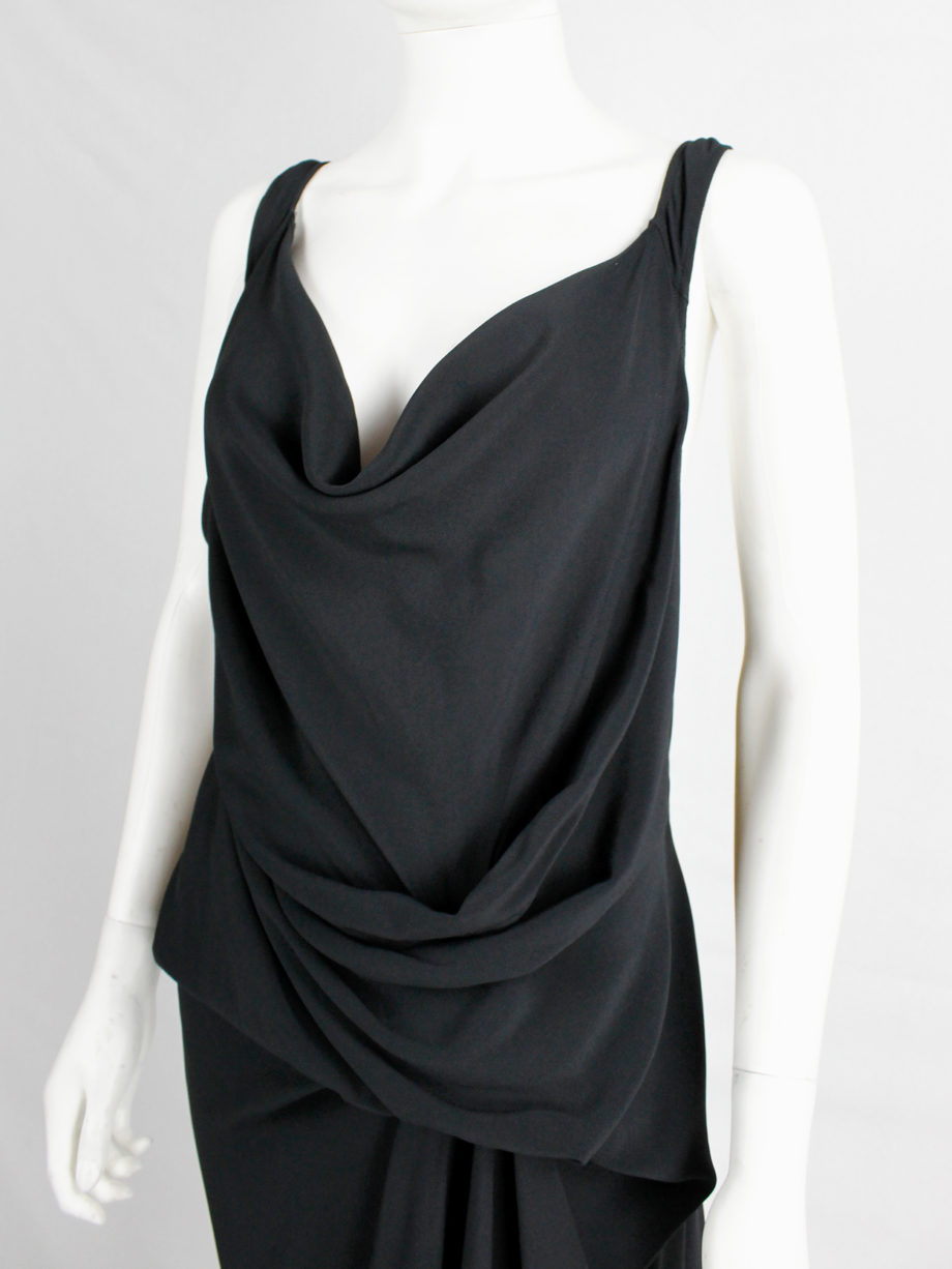 Rick Owens STRUTTER black strap dress with tornado drape and cowl neck spring 2009 (7)