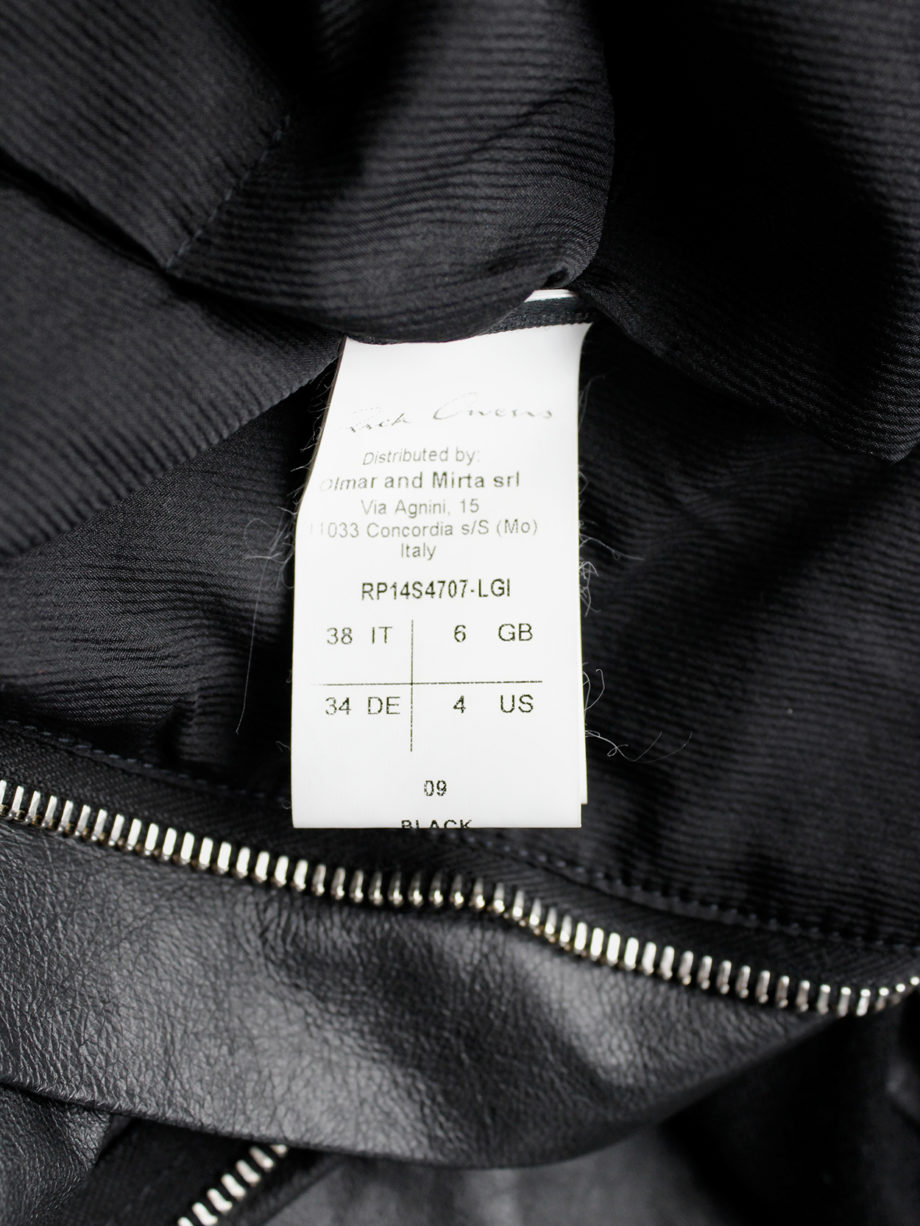 Rick Owens black leather classic biker jacket with standing neckline and cropped sleeve (7)