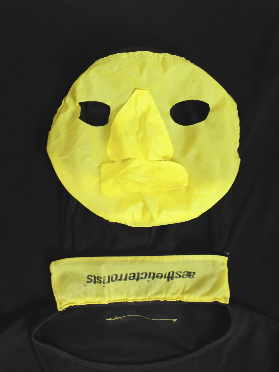 Walter Van Beirendonck Aestheticterrorists grey jumper with neon yellow mask spring 2002 (12)