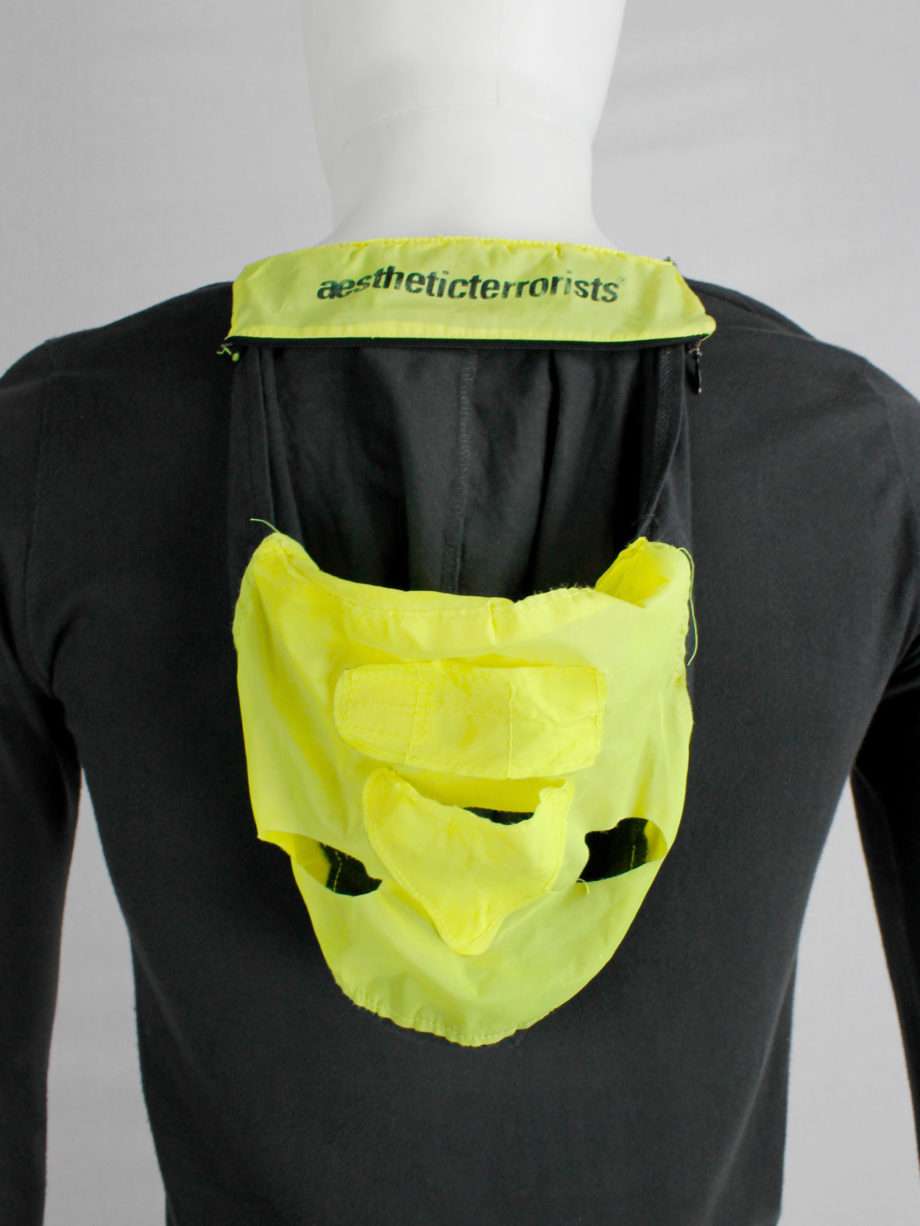 Walter Van Beirendonck Aestheticterrorists grey jumper with neon yellow mask spring 2002 (2)