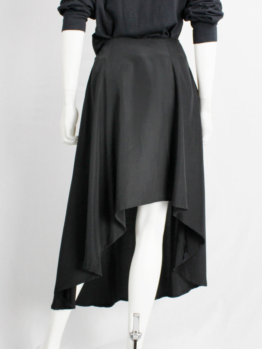 Y’s Yohji Yamamoto black asymmetric circle skirt with backwards high-low hem (1)