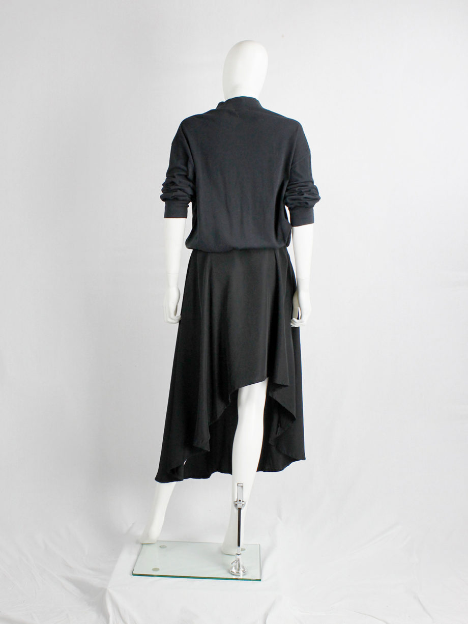 Y’s Yohji Yamamoto black asymmetric circle skirt with backwards high-low hem (8)
