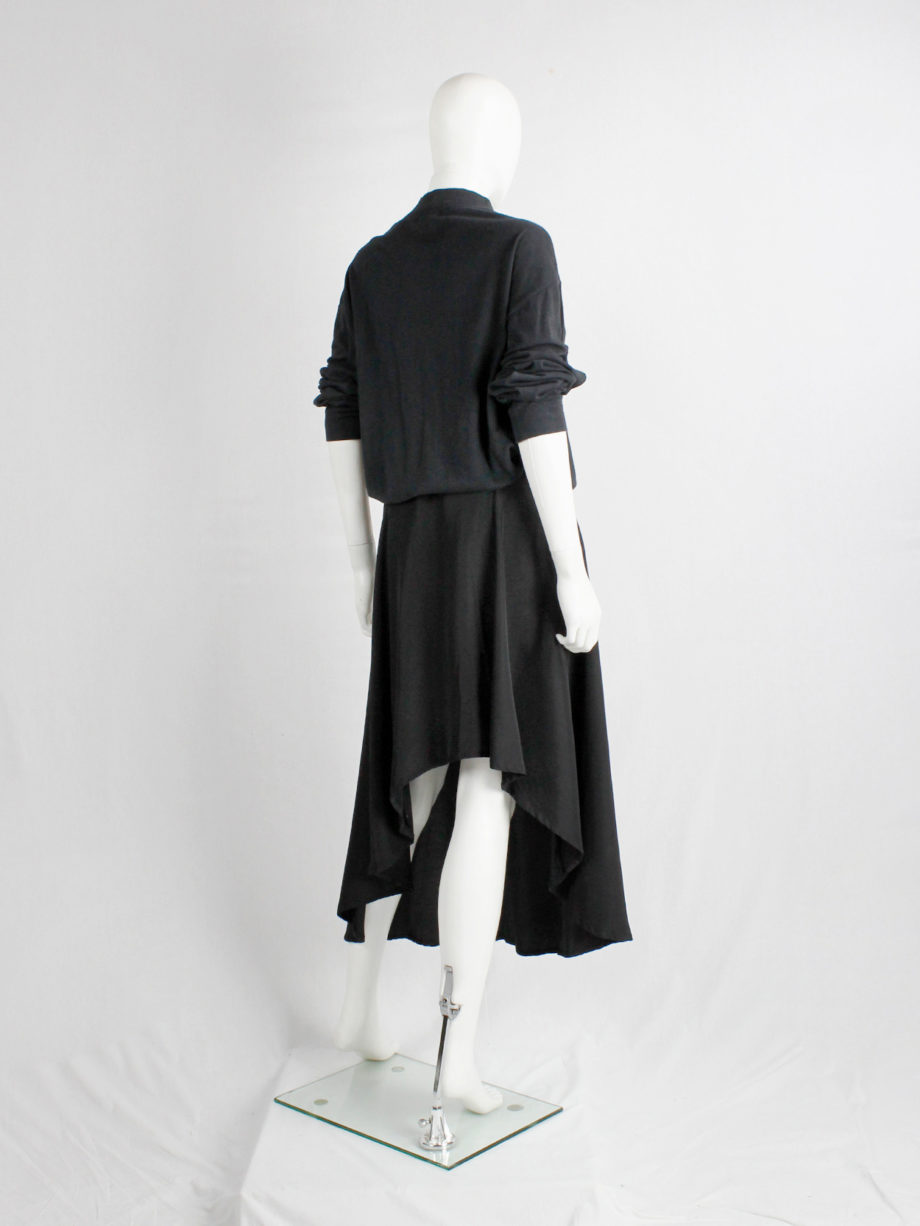 Y’s Yohji Yamamoto black asymmetric circle skirt with backwards high-low hem (9)